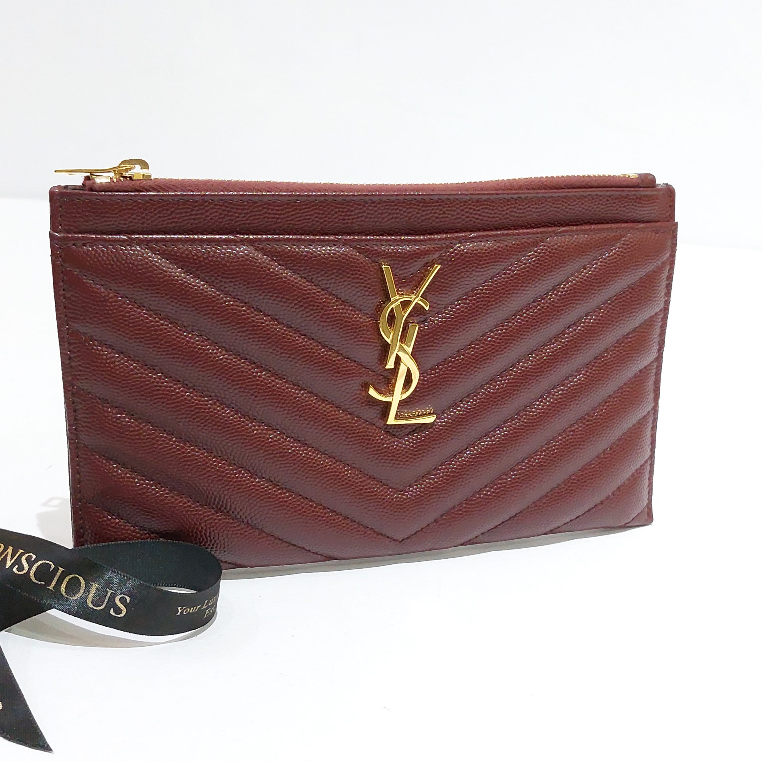 YSL Rouge Legion Bill Pouch Clutch Authentic Yves Saint Laurent