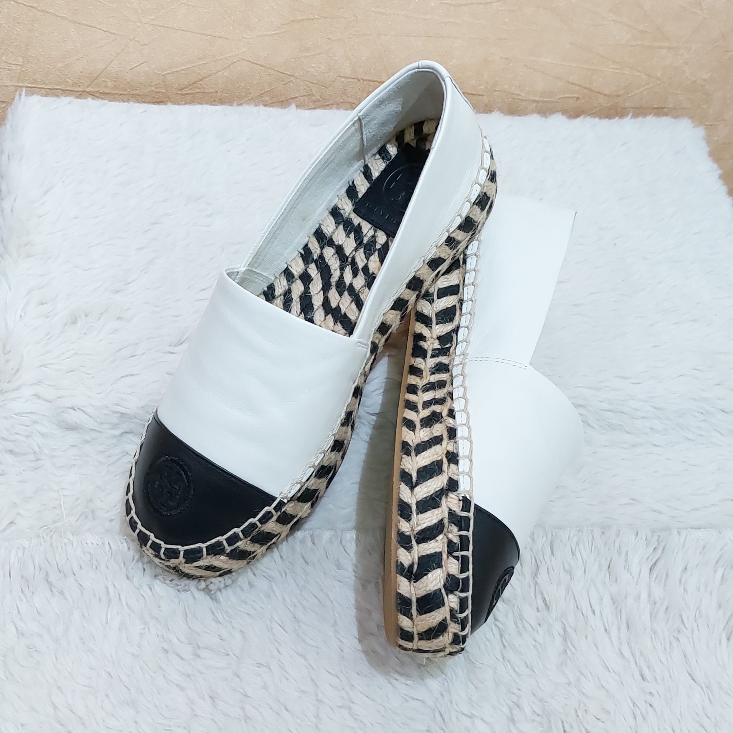 Tory Burch Ivory/Black Color Block Platform Espadrilles Size 6 -  BrandConscious Authentics