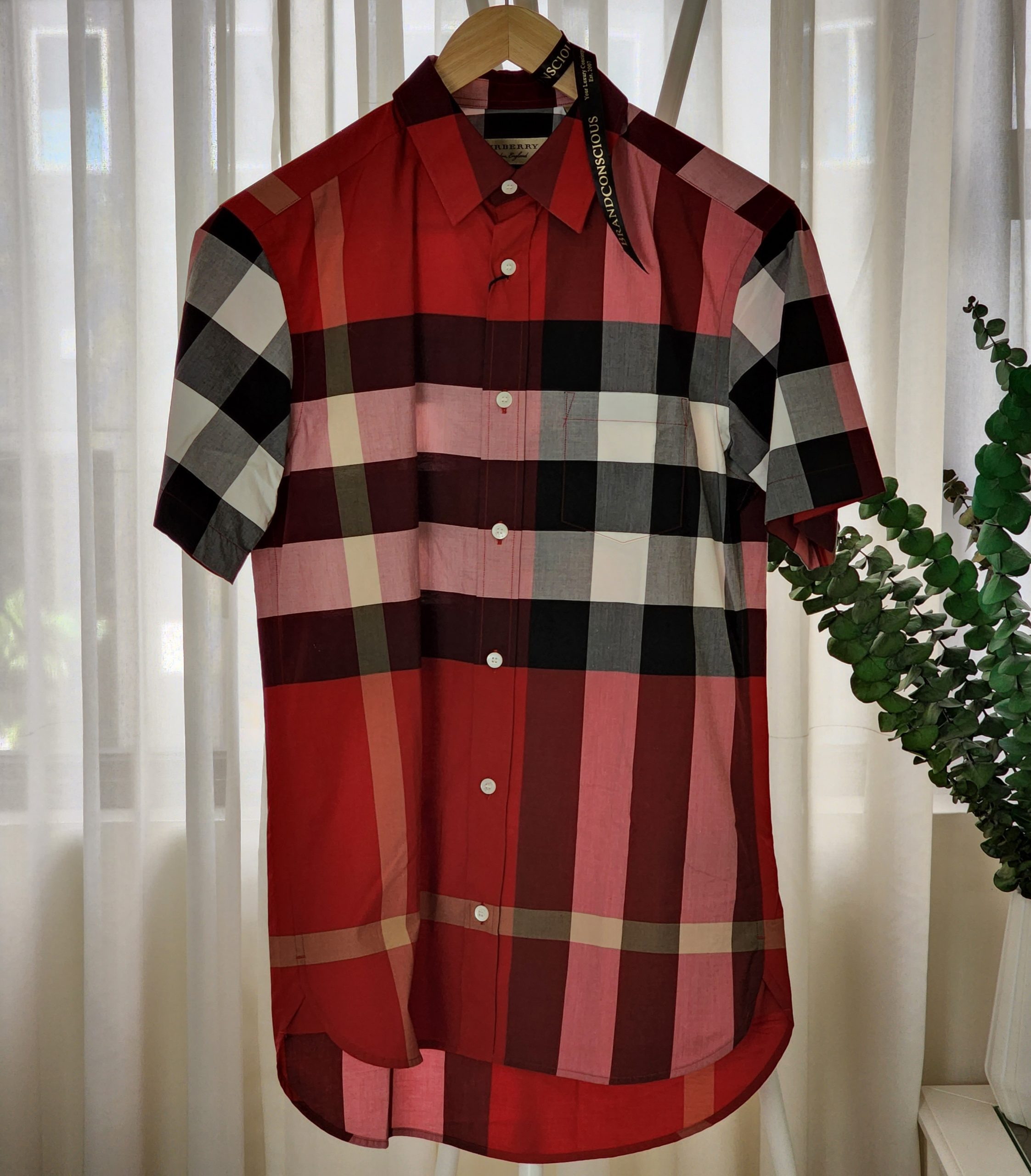 Burberry Poplin Short Sleeve Shirt Parade Red XS - BrandConscious Authentics