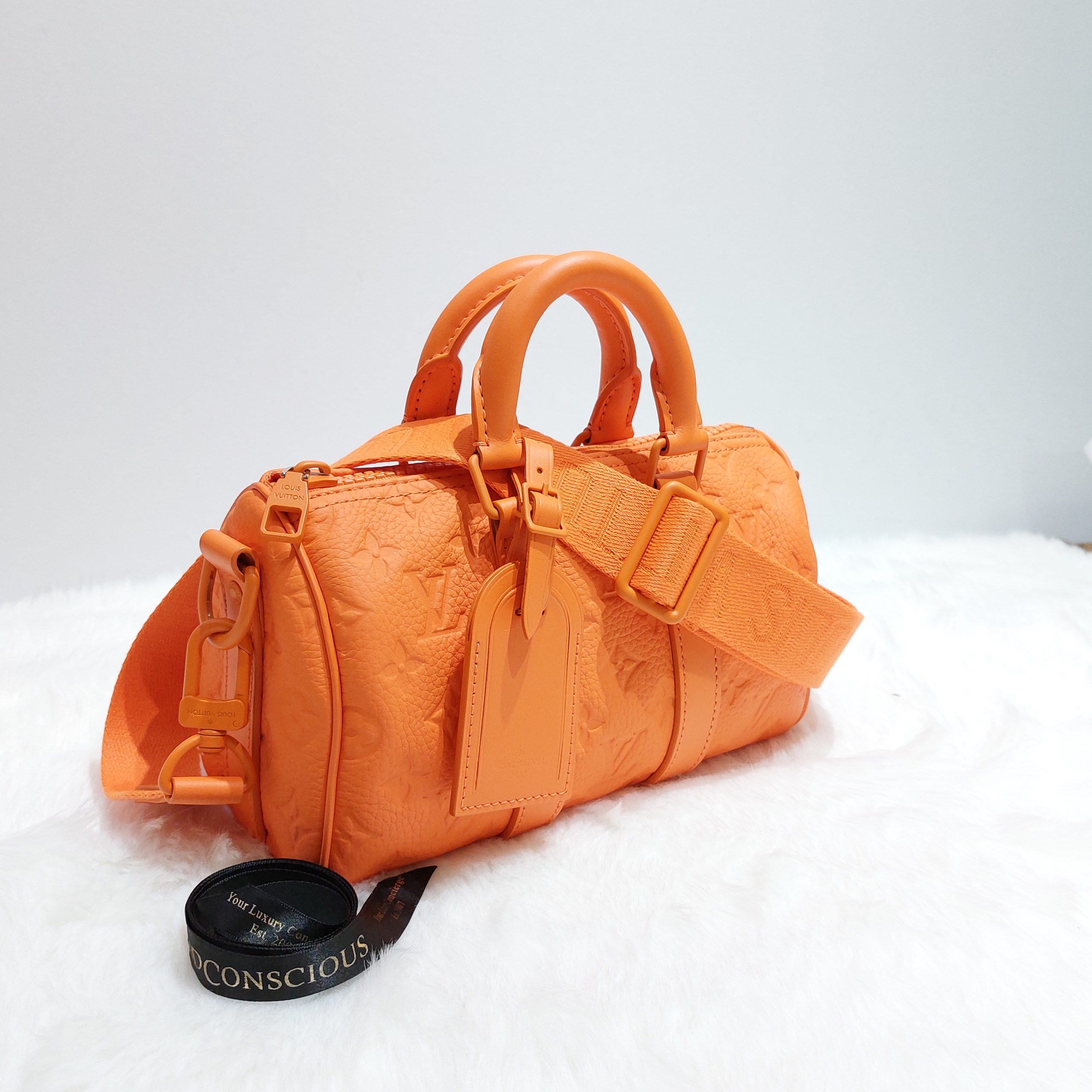 Louis Vuitton Keepall Bandouliere 25 Monogram Embossed Orange in Cowhide  Leather - US