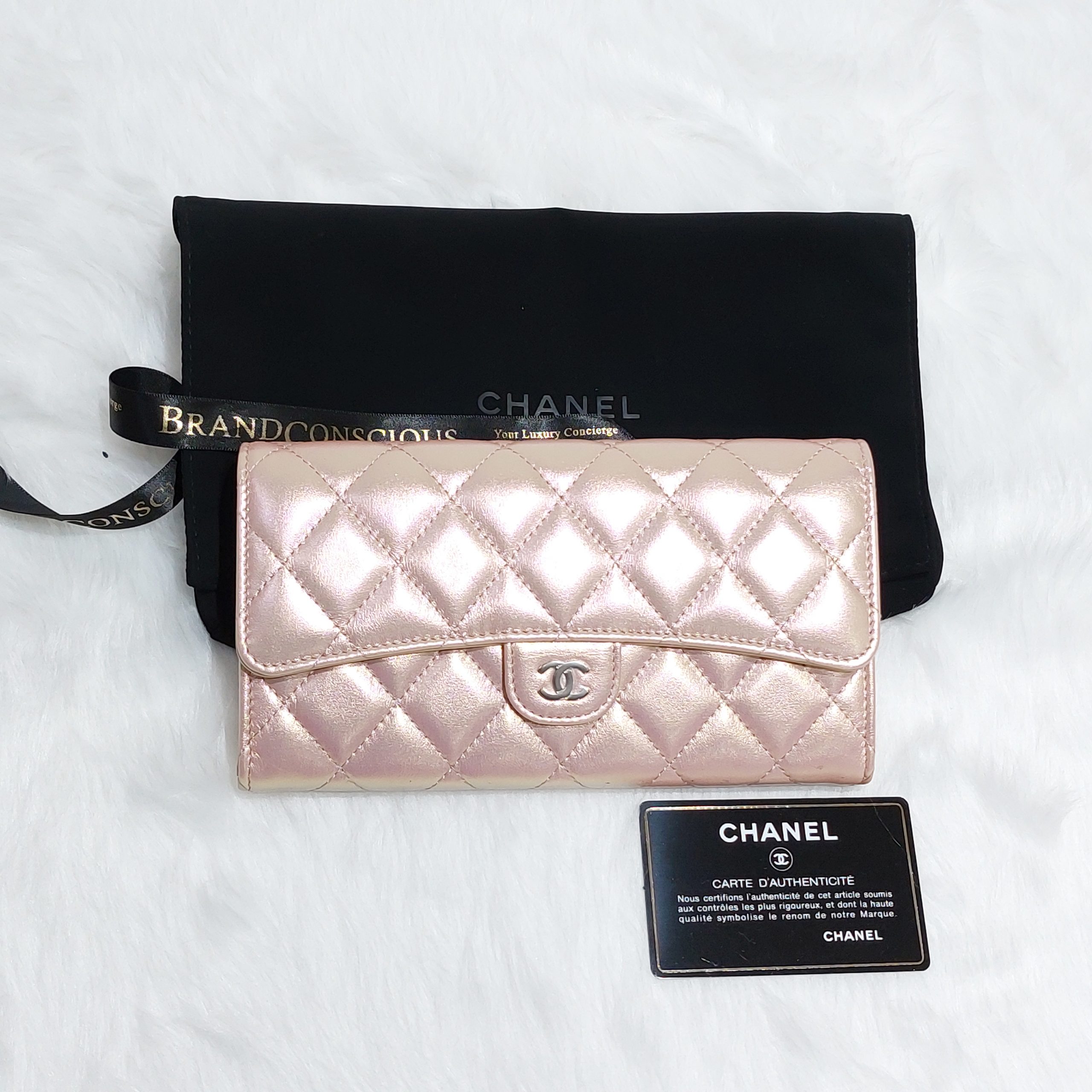 Chanel Long Zippy Wallet in Iridescent Calfskin @ 42k, Luxury