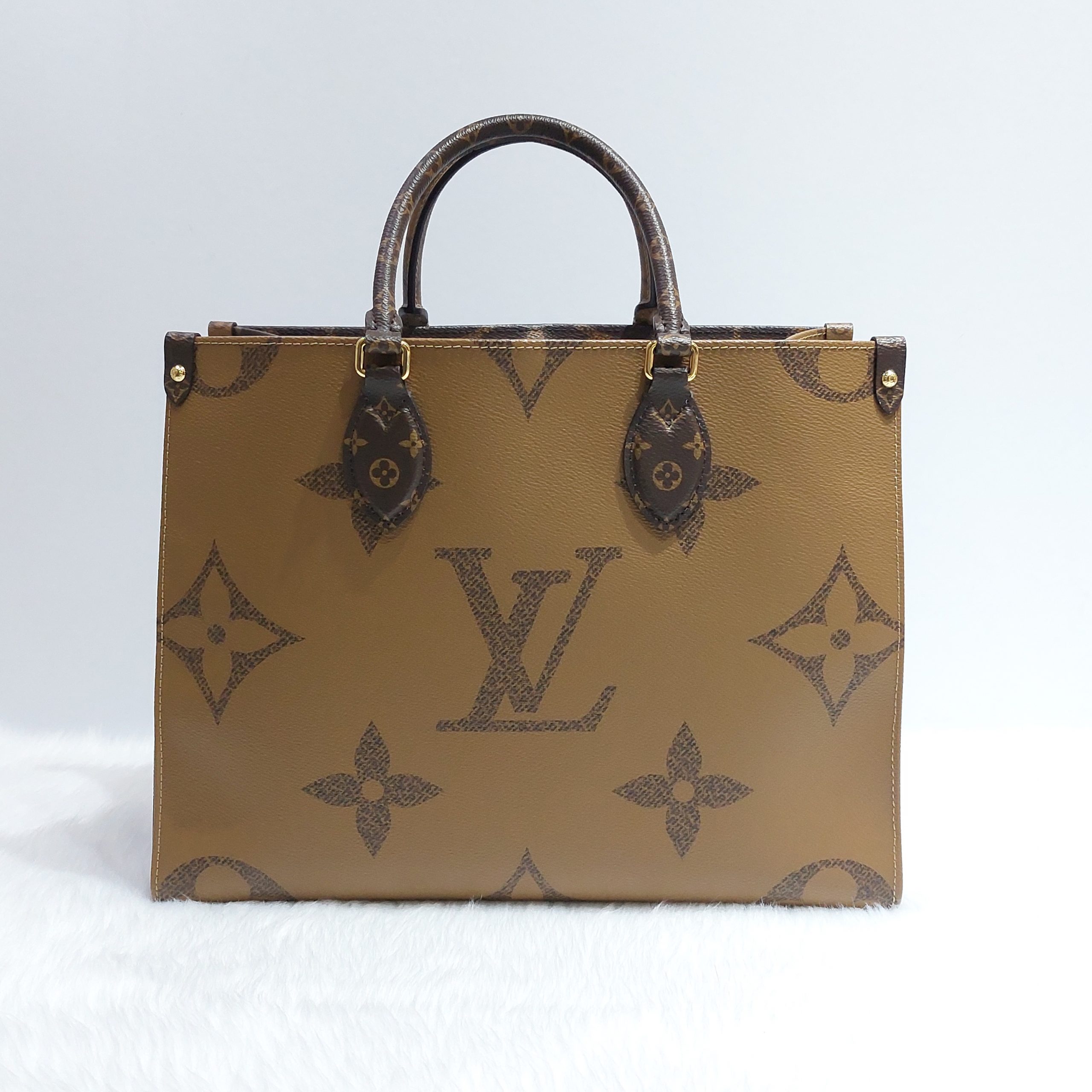 LOUIS VUITTON Monogram Reverse On the Go MM M45039 Brown Leather