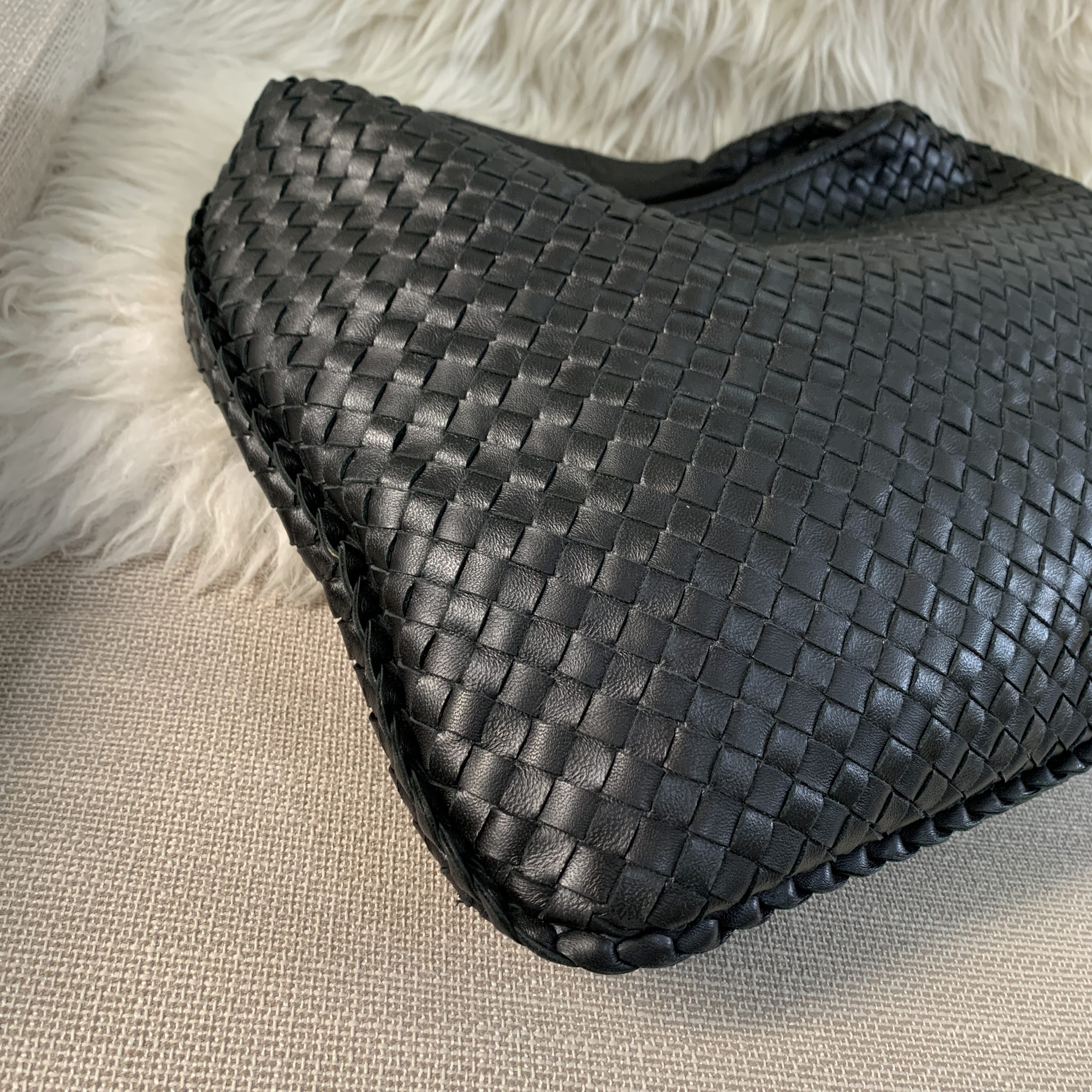 Bottega Veneta Intrecciato Hobo Black Bag - BrandConscious Authentics