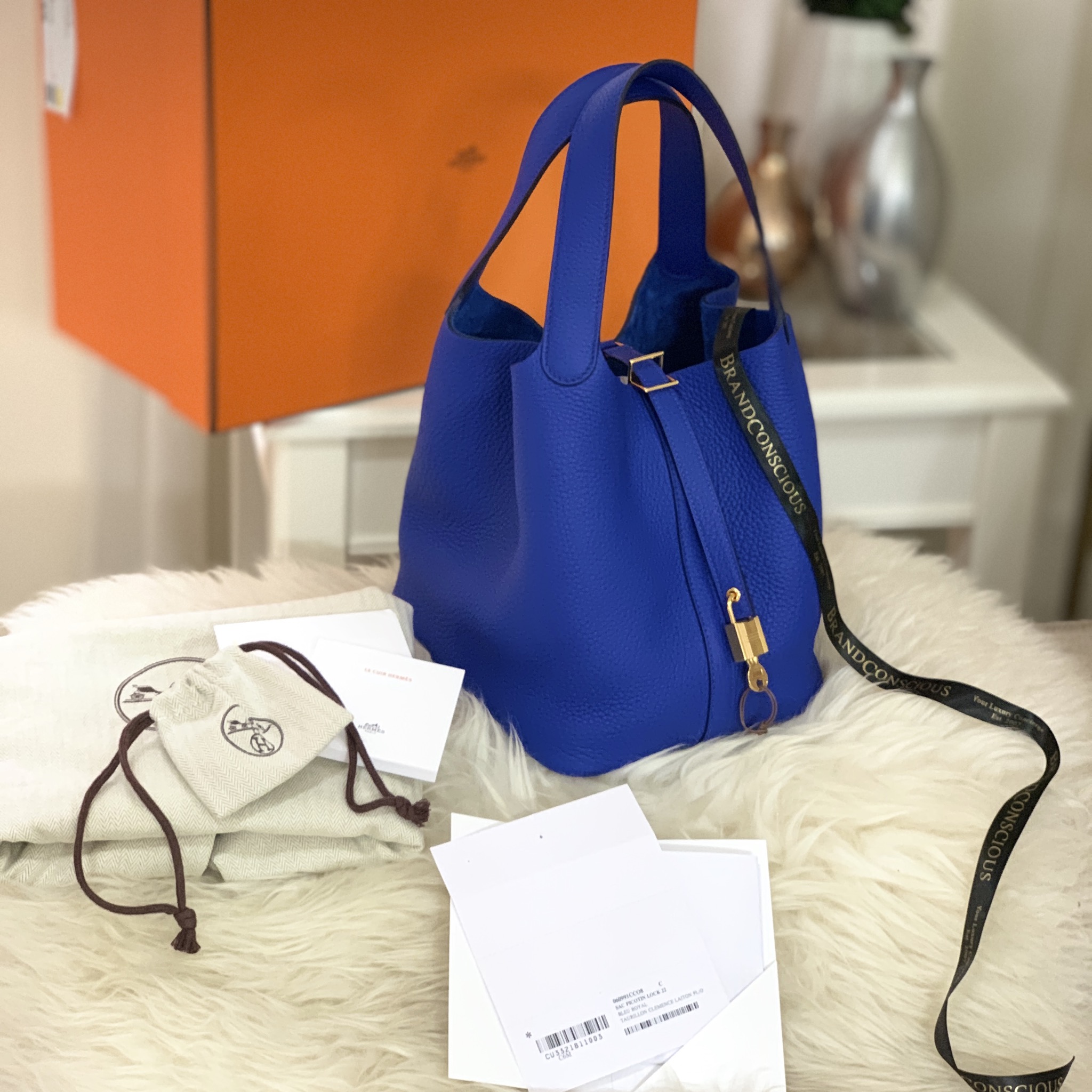 Hermes Bleu Nuit Taurillon Clemence Leather Picotin Lock 22 Bag Hermes