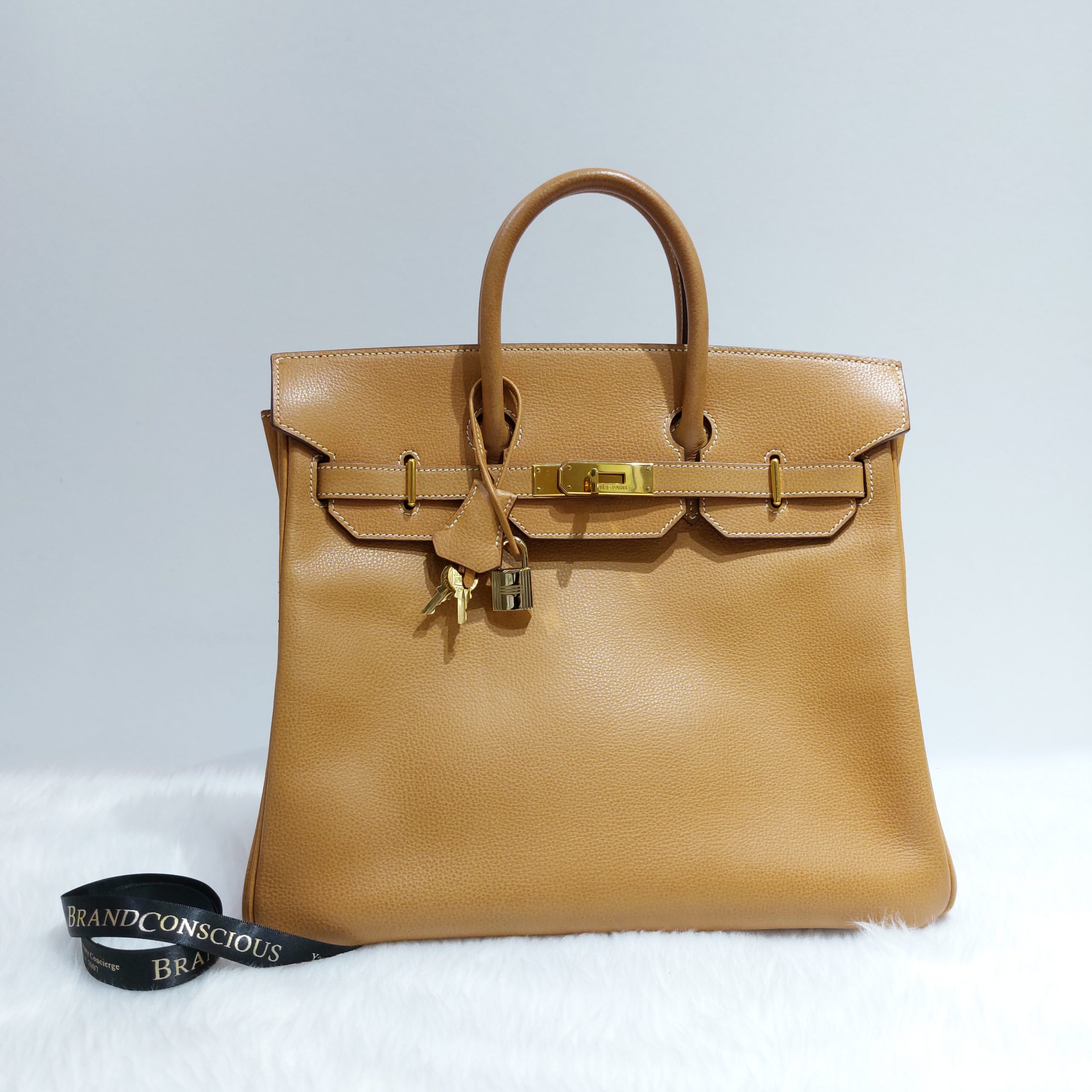 Hermès // 2008 Haut à Courroies Birkin 32cm Gold Fjord Leather Bag