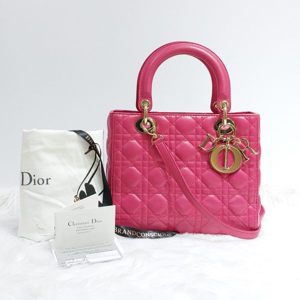 DIOR Medium Lady Dior Fuchsia Pink Cannage Lambskin GHW_Christian  Dior_BRANDS_MILAN CLASSIC Luxury Trade Company Since 2007