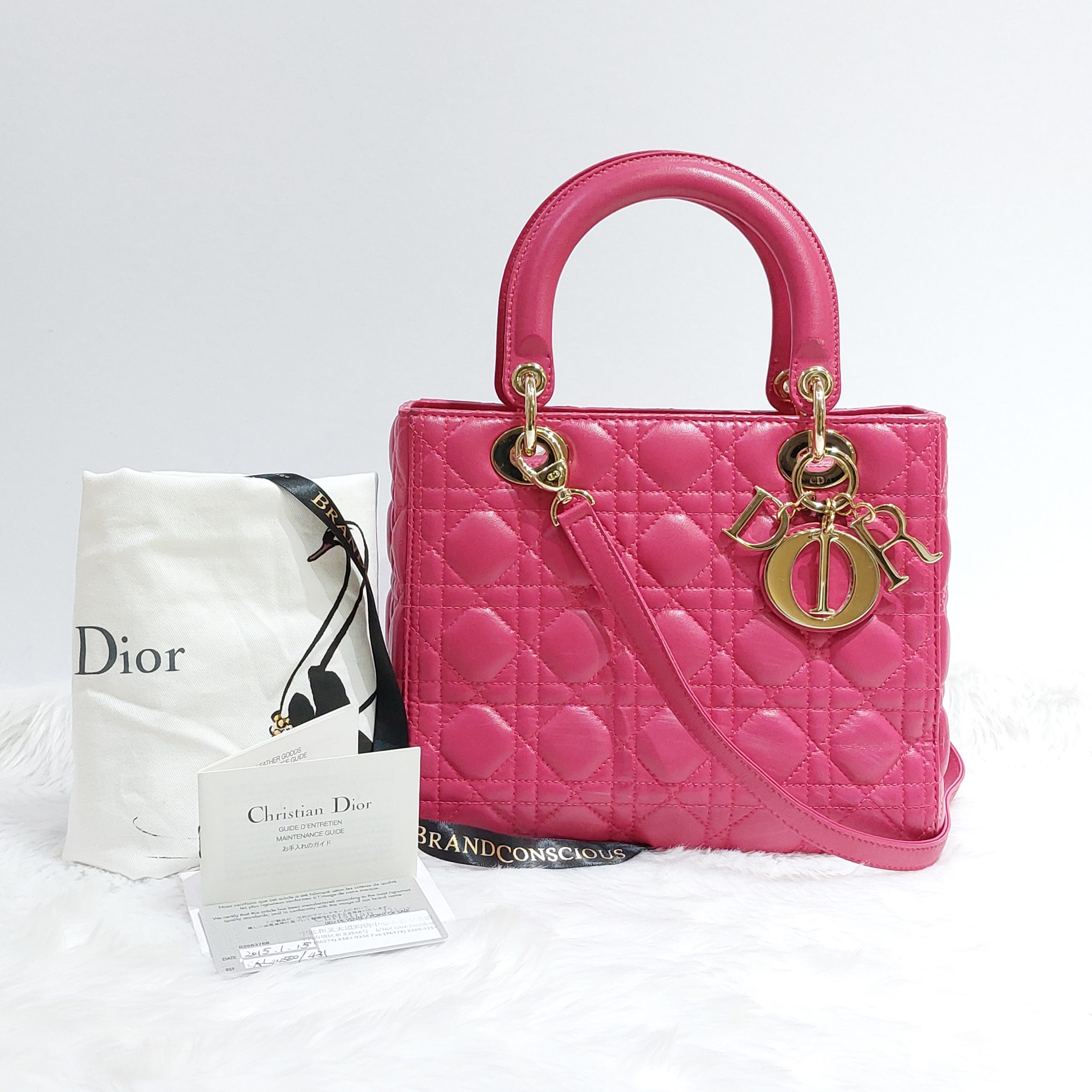 Christian Dior Lambskin Cannage Medium Lady Dior Fuchsia - BrandConscious  Authentics