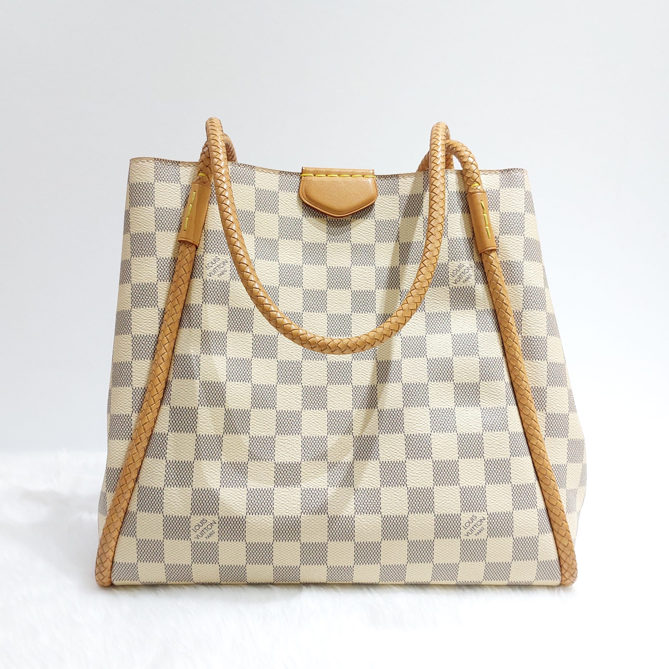 Louis Vuitton Propriano Tote Damier Azur Braided White Coated Canvas Bag