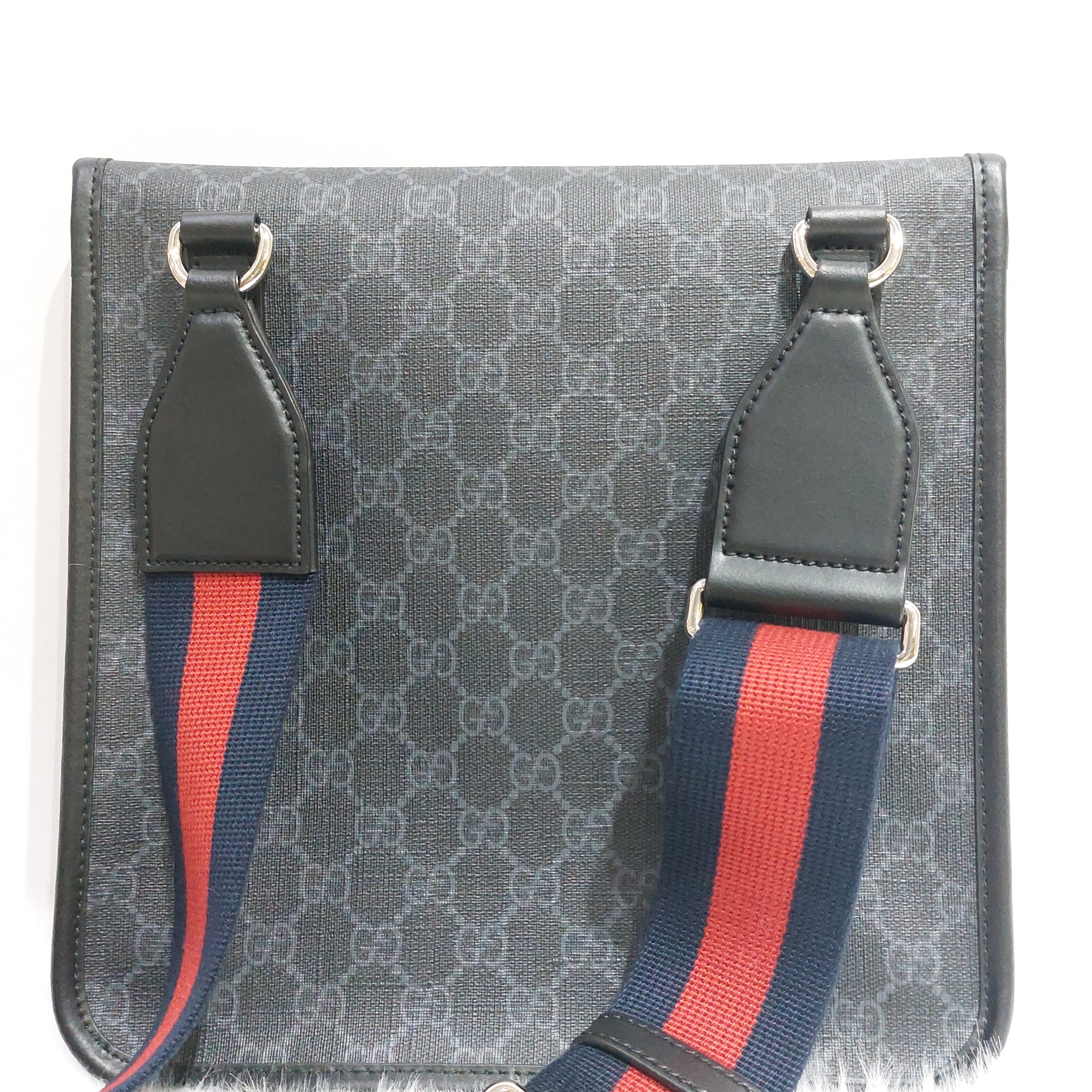 Gucci Monogram GG Supreme Plus Web Strap Messenger Bag