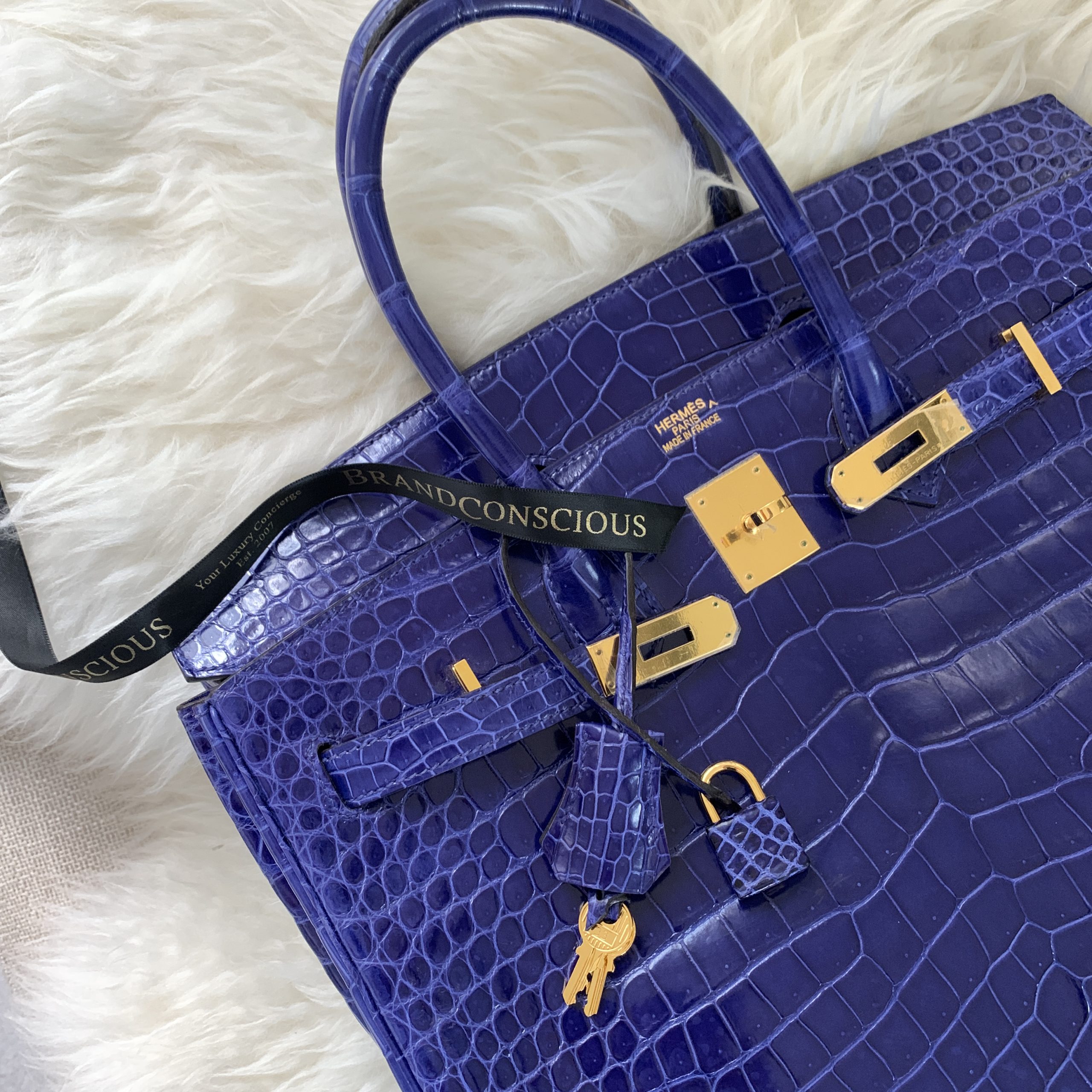 Hermes Birkin 35cm Shiny Porosus Crocodile Bleu Electrique Gold Hardware -  BrandConscious Authentics