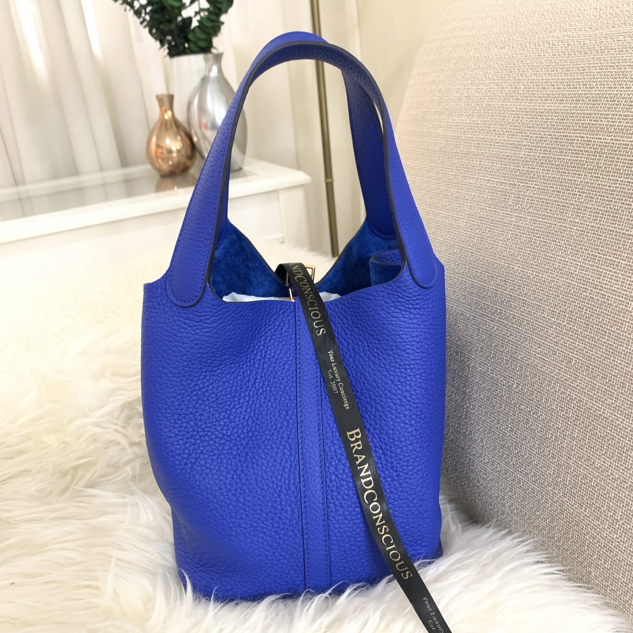 Hermes Picotin 22 Deep Blue Clemence, Luxury, Bags & Wallets on Carousell