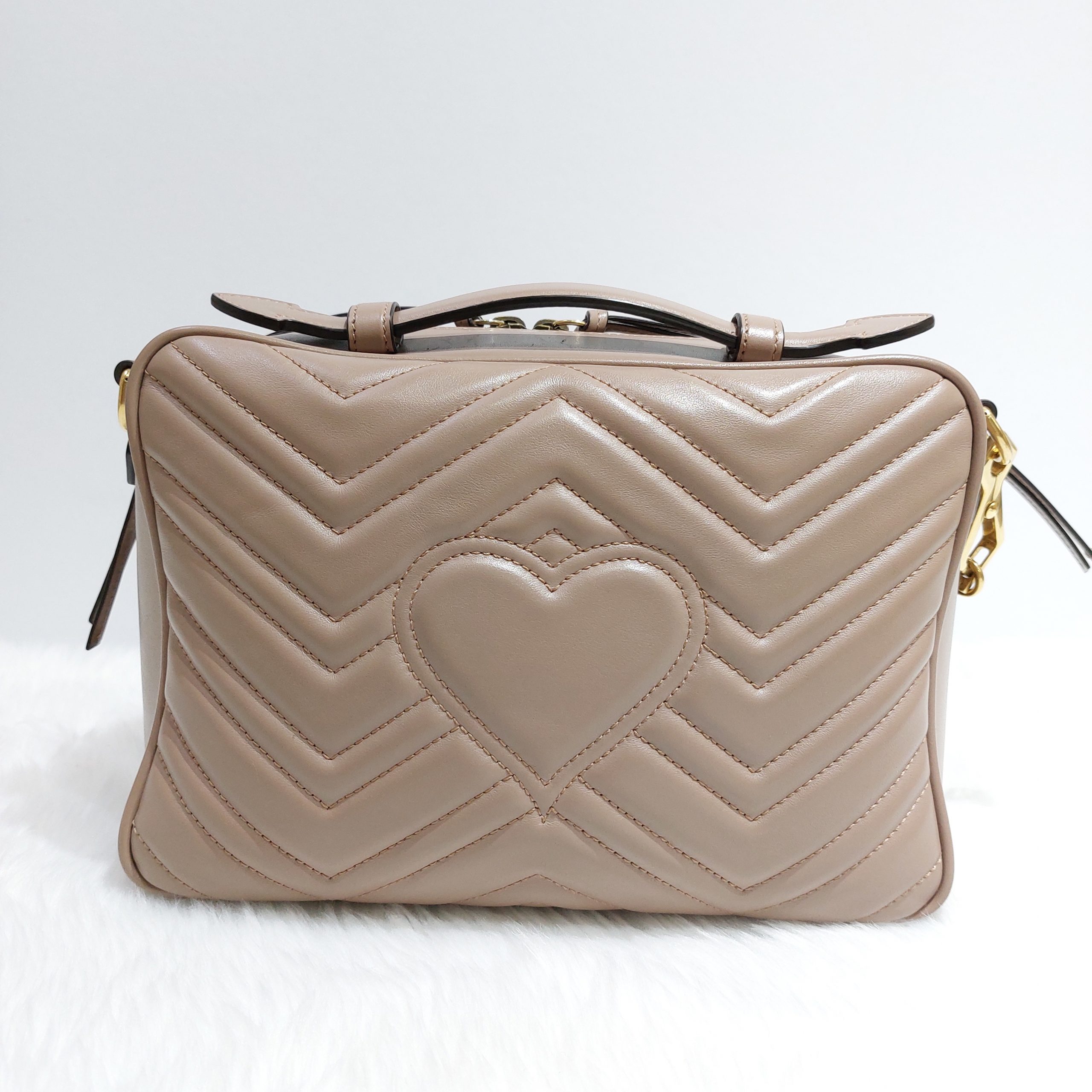 Gucci Calfskin Matelasse Sylvie Web Small GG Marmont Top Handle