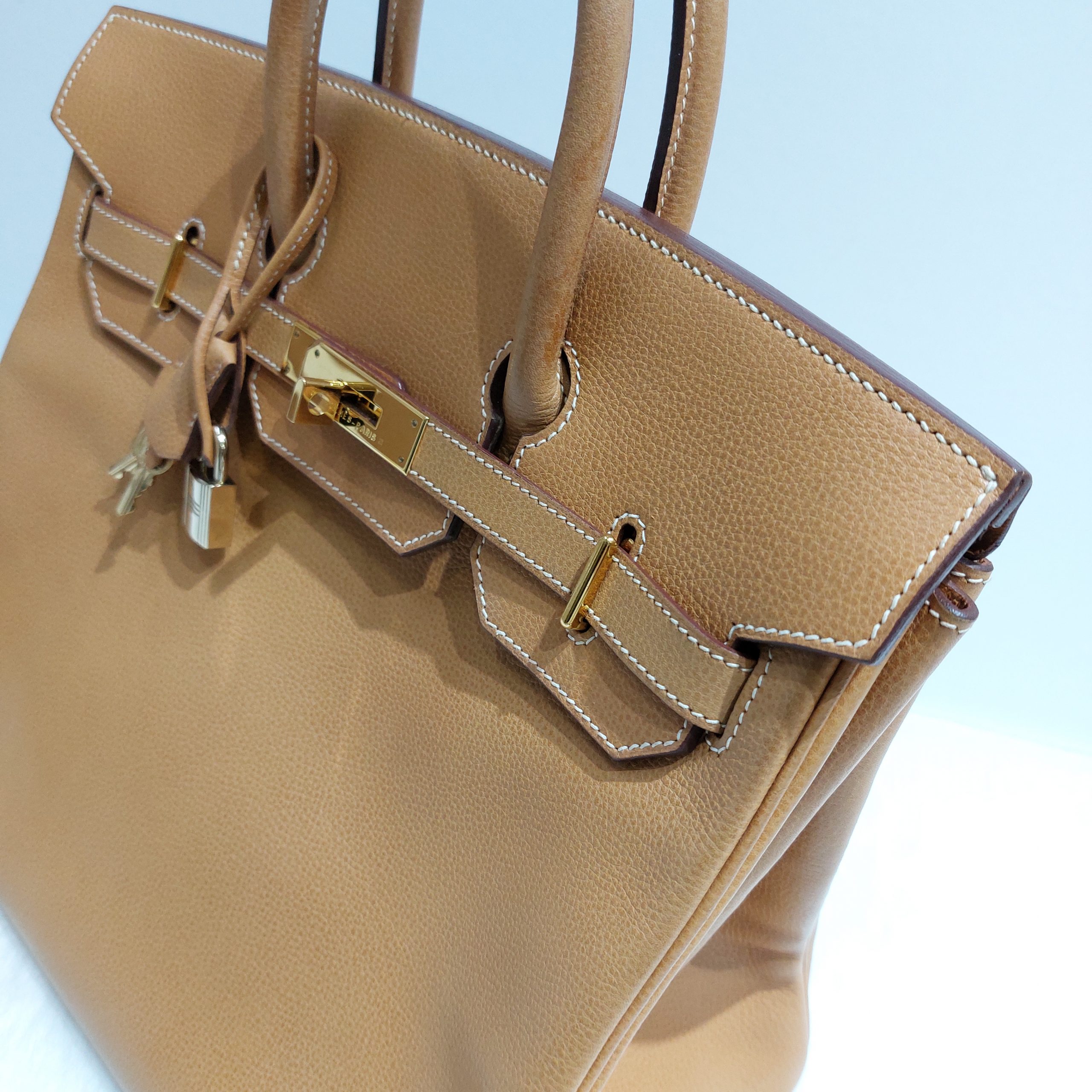 Hermes HAC Birkin Bag Natural Ardennes with Gold Hardware 32 at 1stDibs