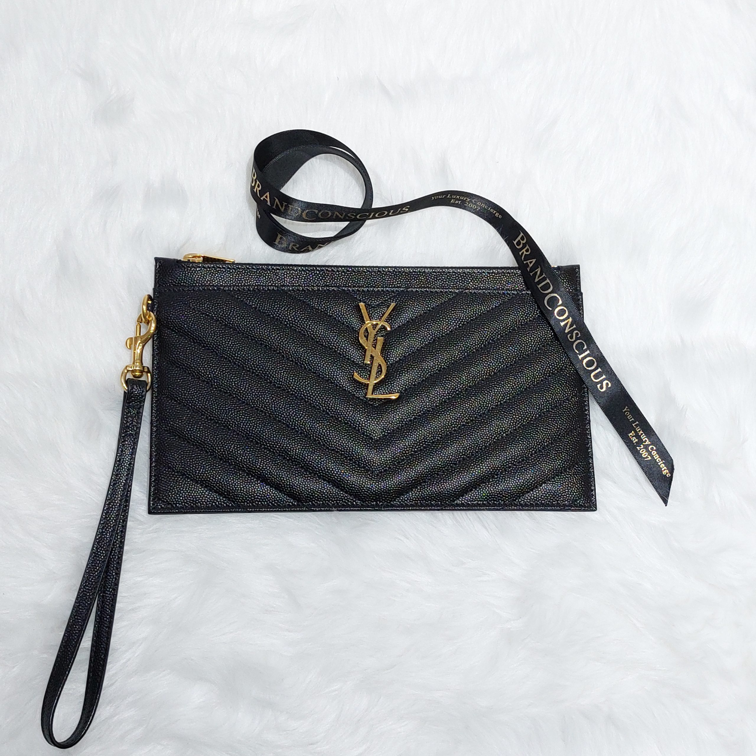 Saint Laurent YSL New Pouch Monogram Clutch Bag