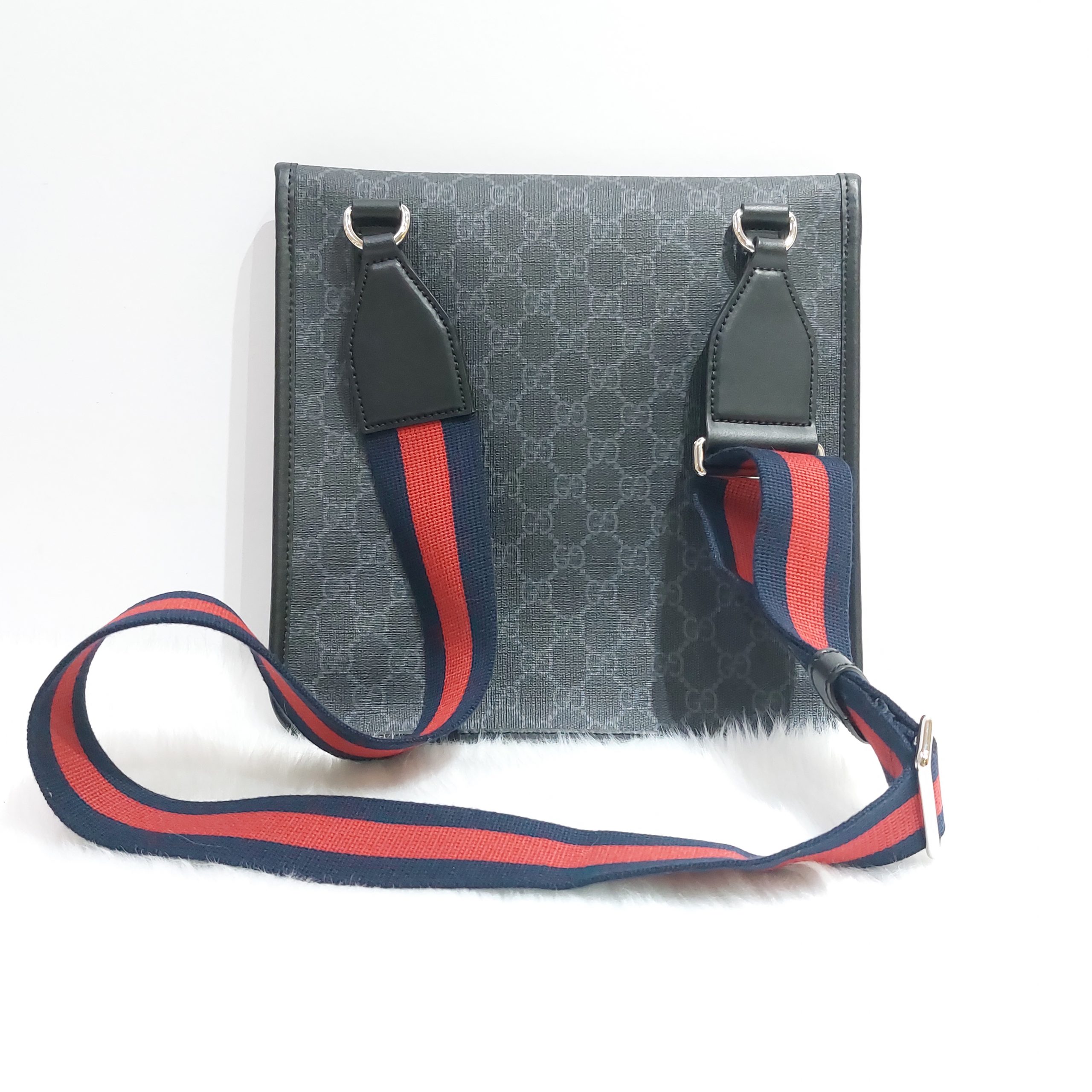 Gucci GG Supreme Monogram Web Messenger Bag Black (598103) at 1stDibs