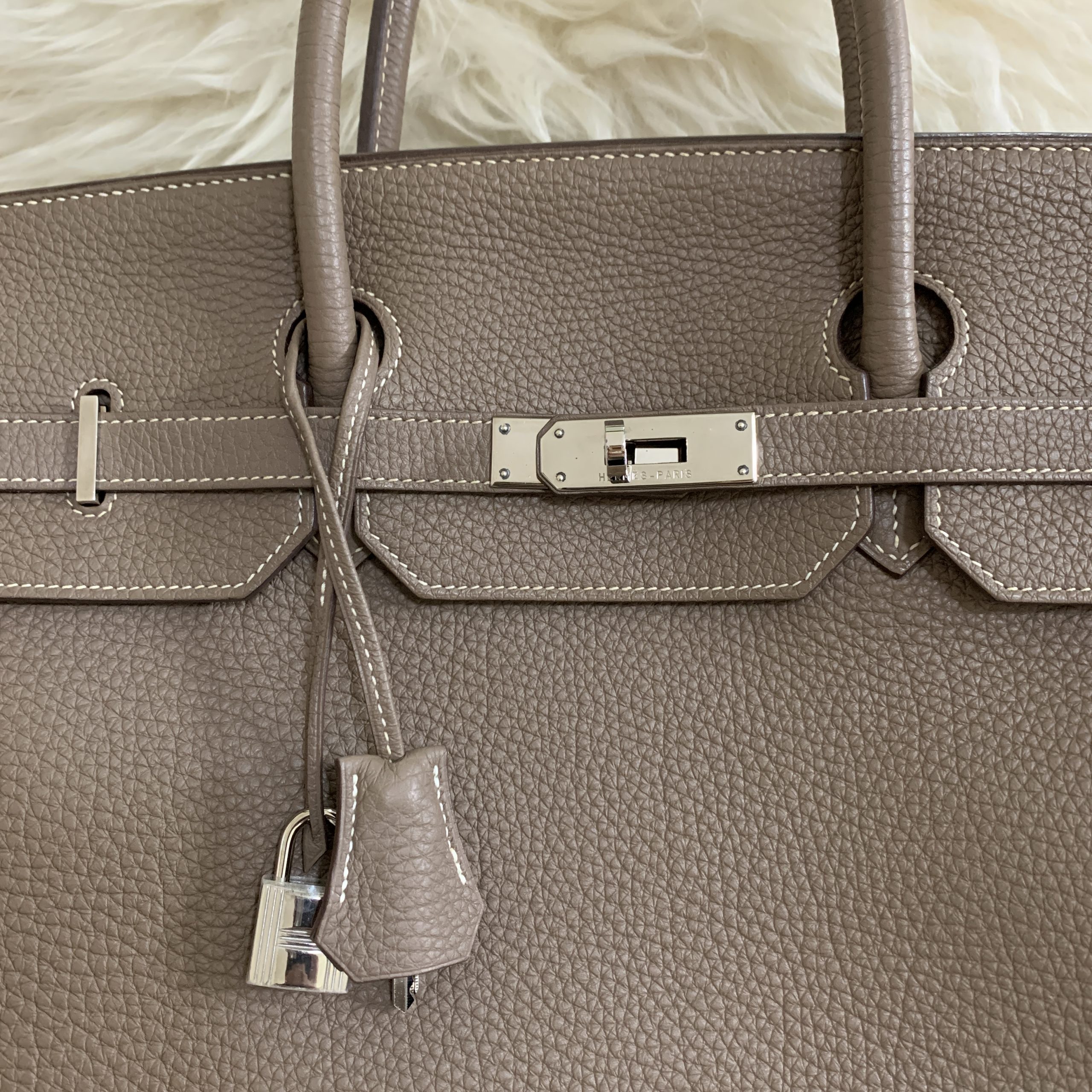 Hermès Birkin 40 HAC Etoupe Clemence Palladium Hardware