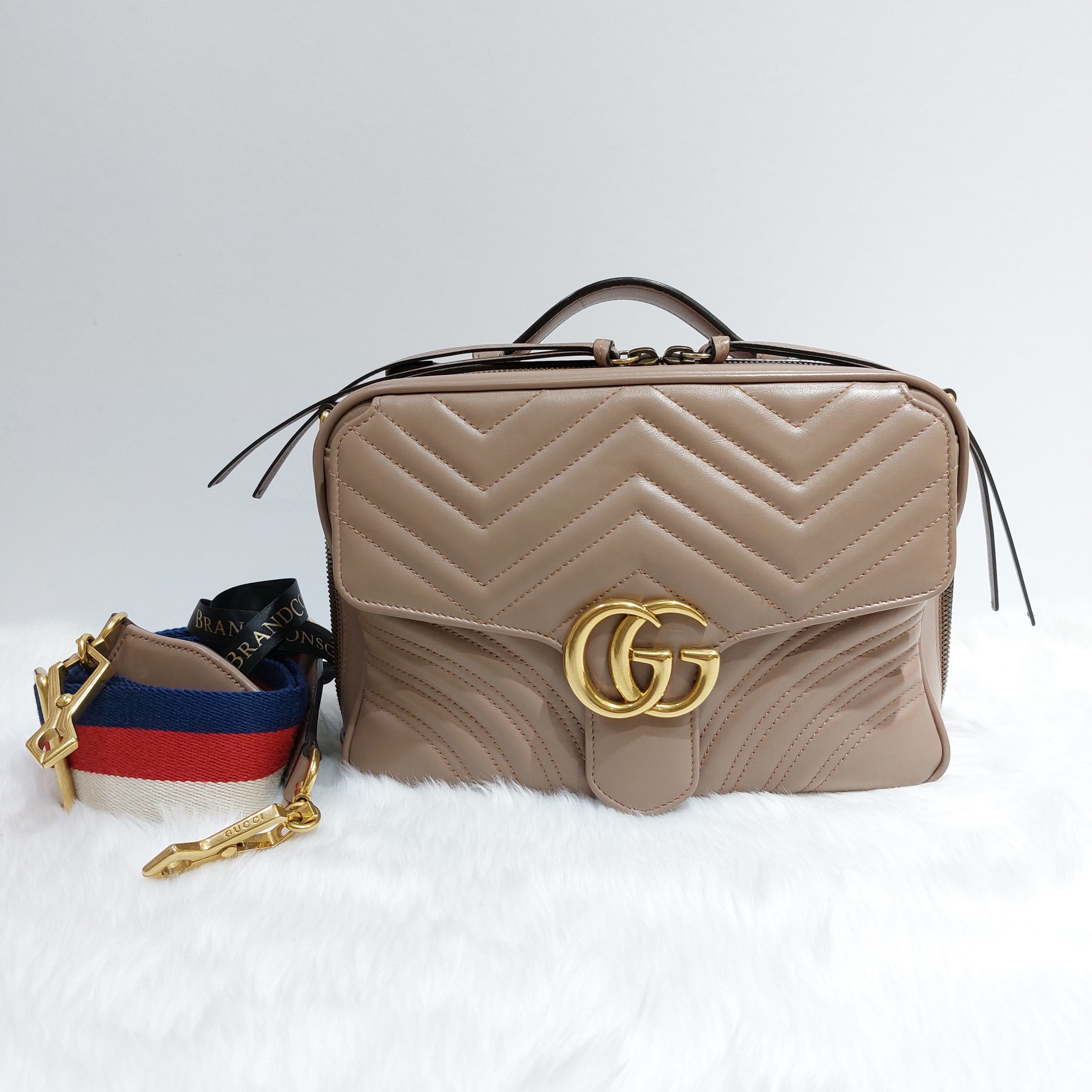 Gucci Camera Marmont Gg Mini Matelasse Nude Beige Leather Shoulder