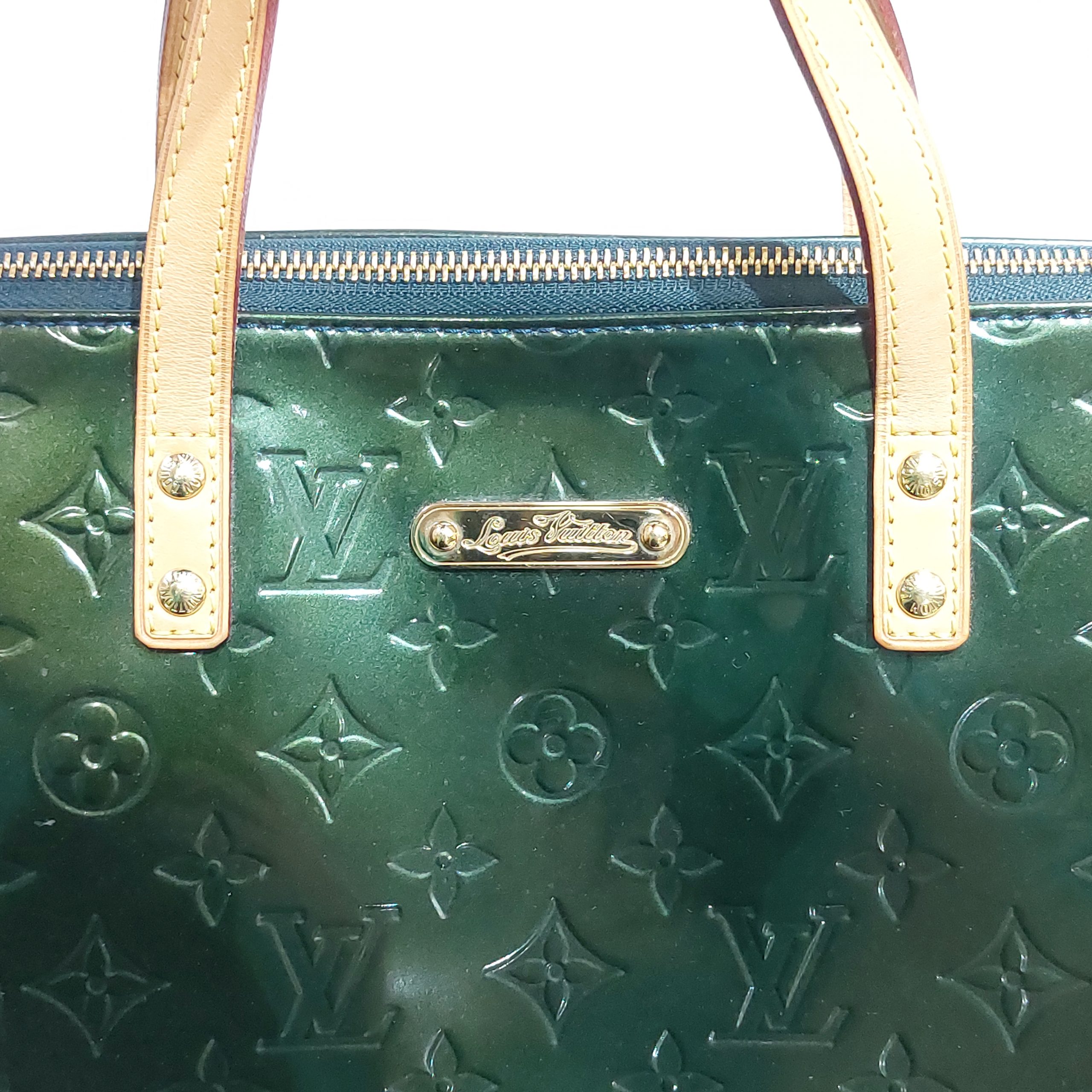 used Pre-owned Louis Vuitton Vernis Bellevue PM Leather Green, Women's, Size: Small