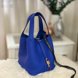 Hermès Picotin 22 Taurillon Clemence Blue Hydra