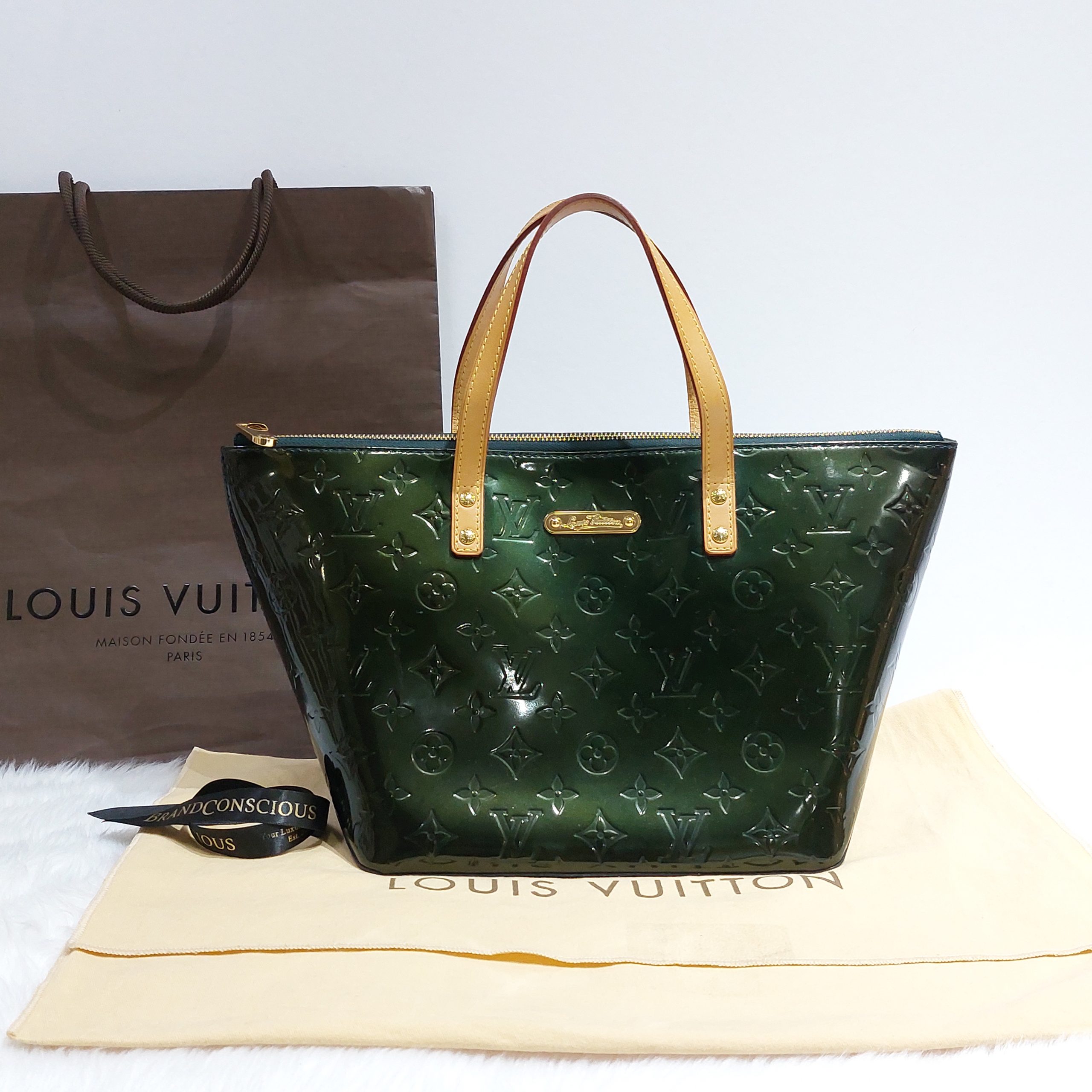 Louis Vuitton Monogram Vernis Bellevue GM Dark Green.