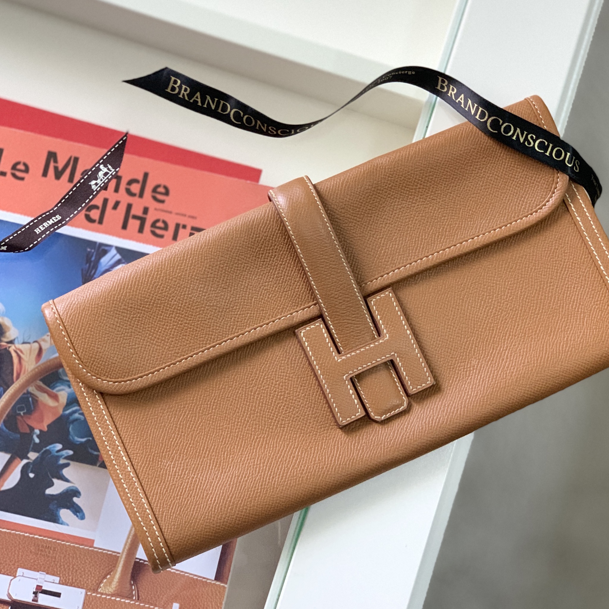 Hermes Jige Elan Clutch Epsom Leather