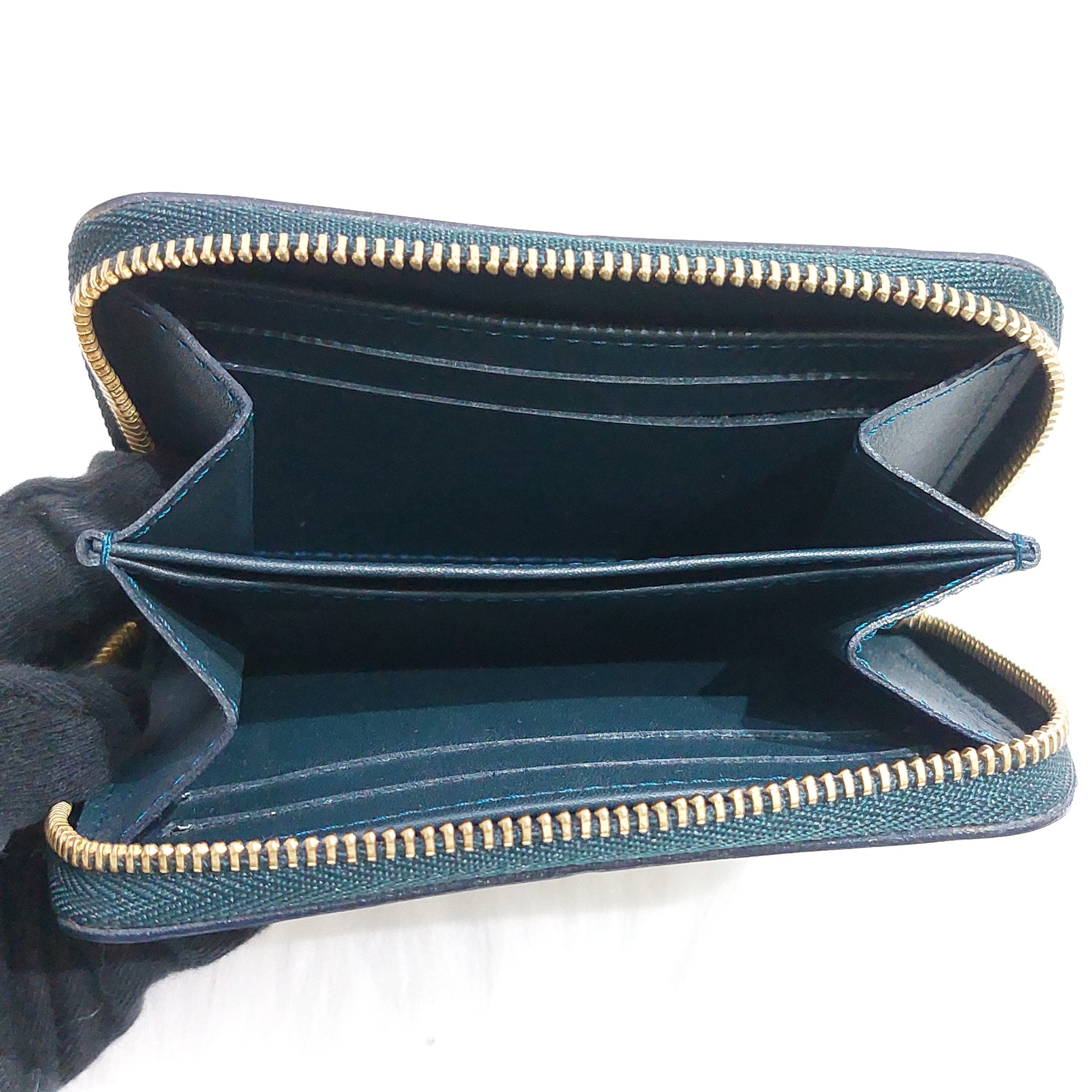 Authenticated Used Louis Vuitton Vernis Zippy Coin Purse Mini Wallet  Compact Women's No Palm Size Monogram Gold Metal Fittings Blue Nui Dark  Green M93663 