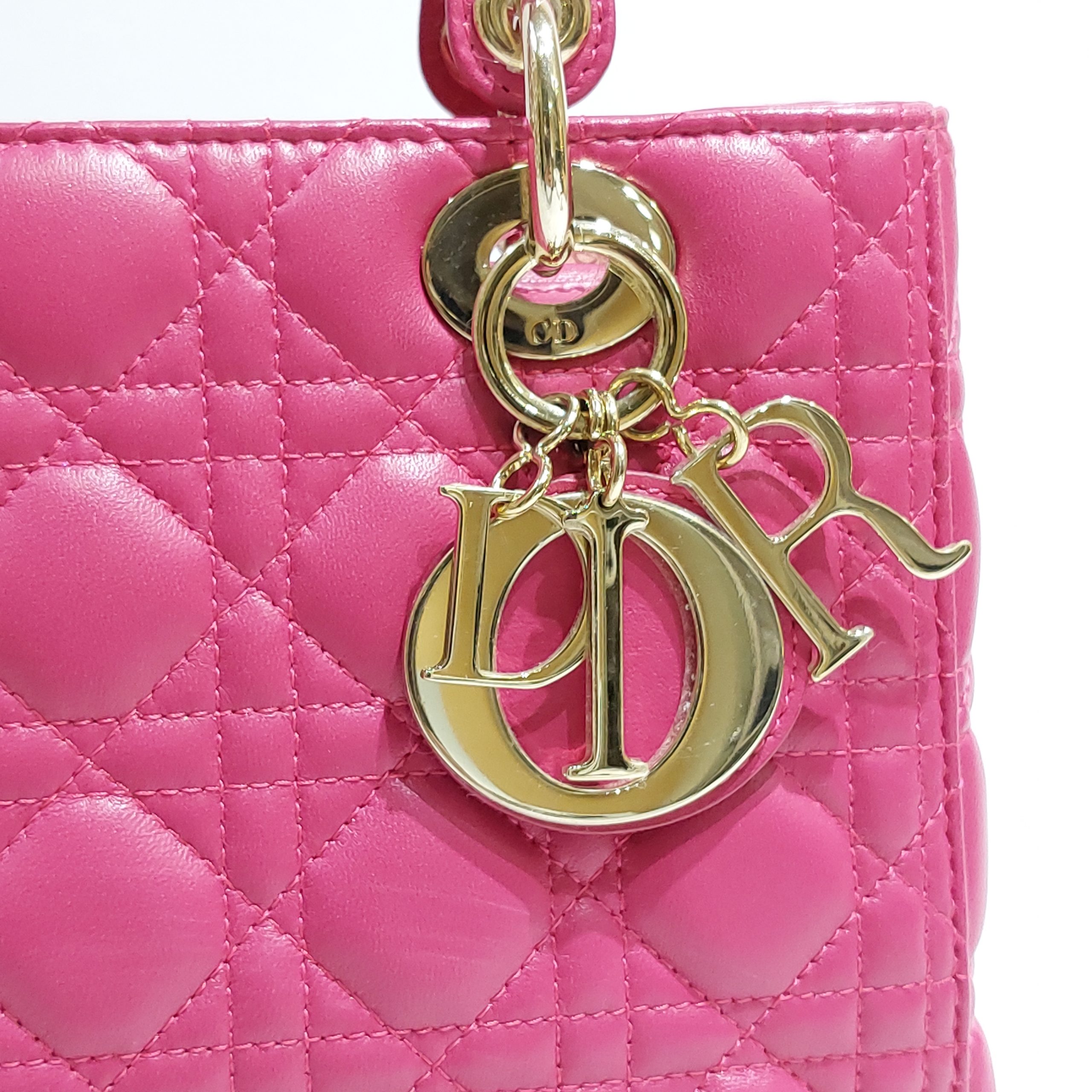 Christian Dior Lady Dior Medium Lambskin Cannage Hot Pink - A World Of  Goods For You, LLC