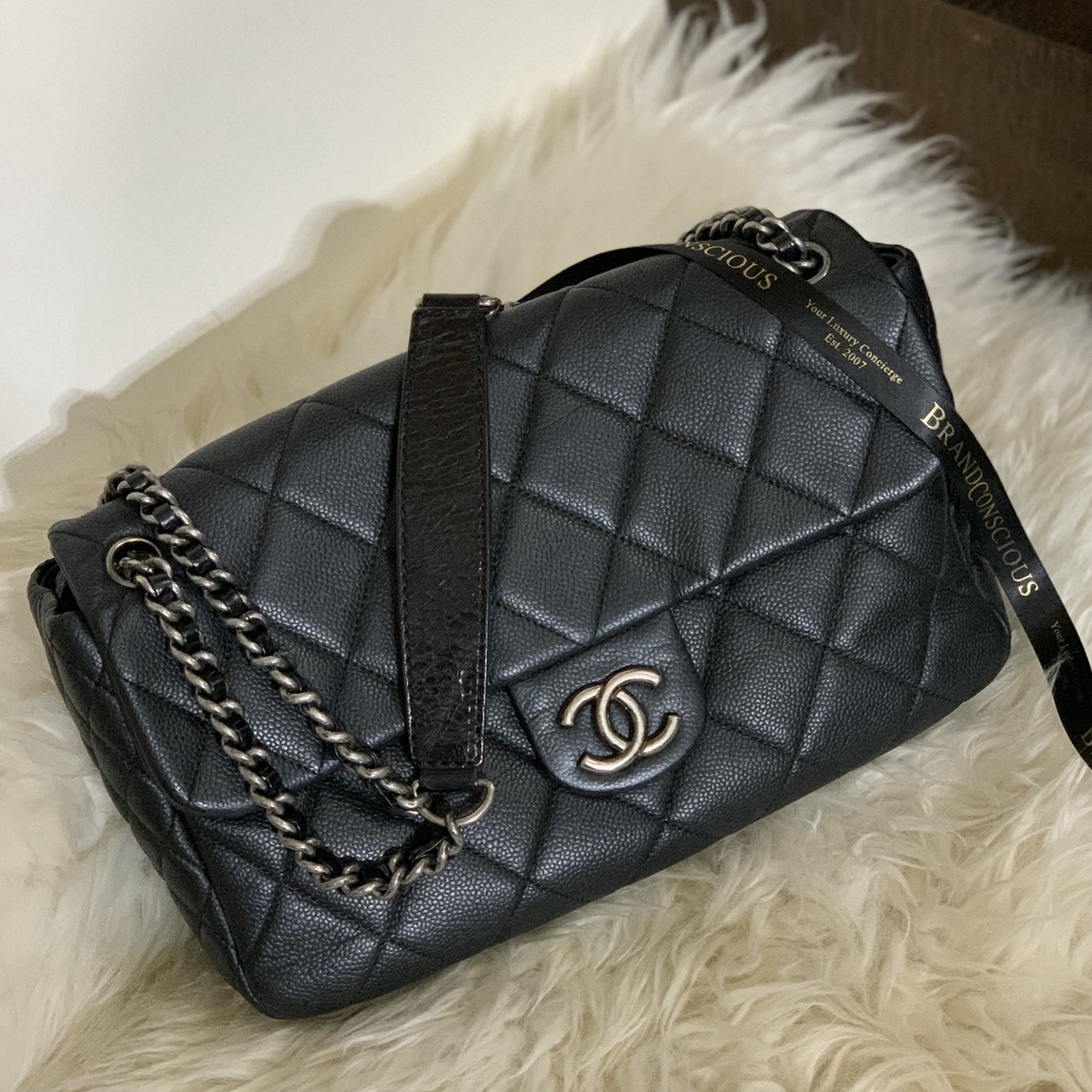 Chanel Soft Caviar Seasonal Flap Black Bag RHW - BrandConscious