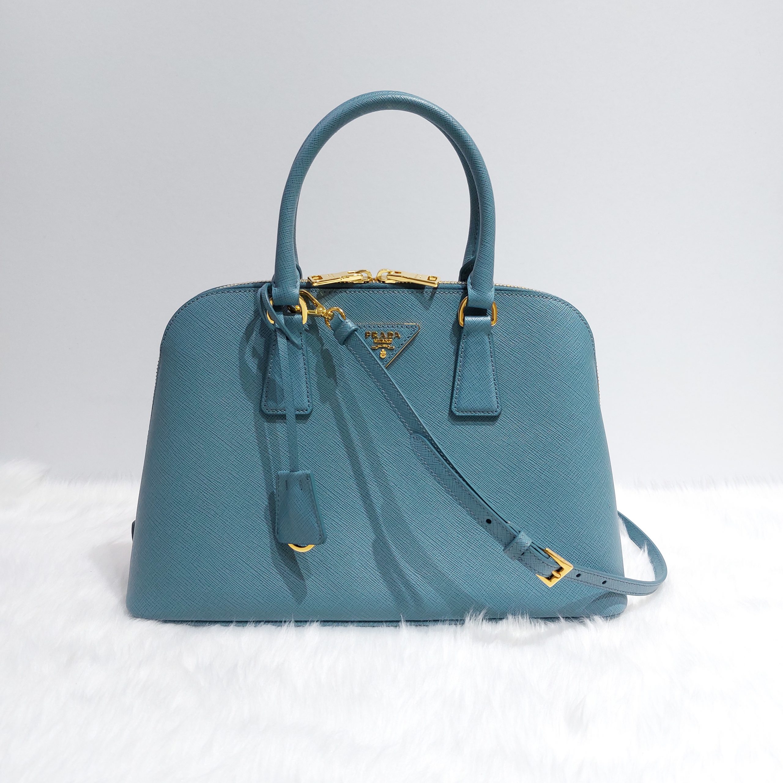 Prada BL0837 Women's Saffiano Lux Handbag,Shoulder Bag Astrale,Light Blue