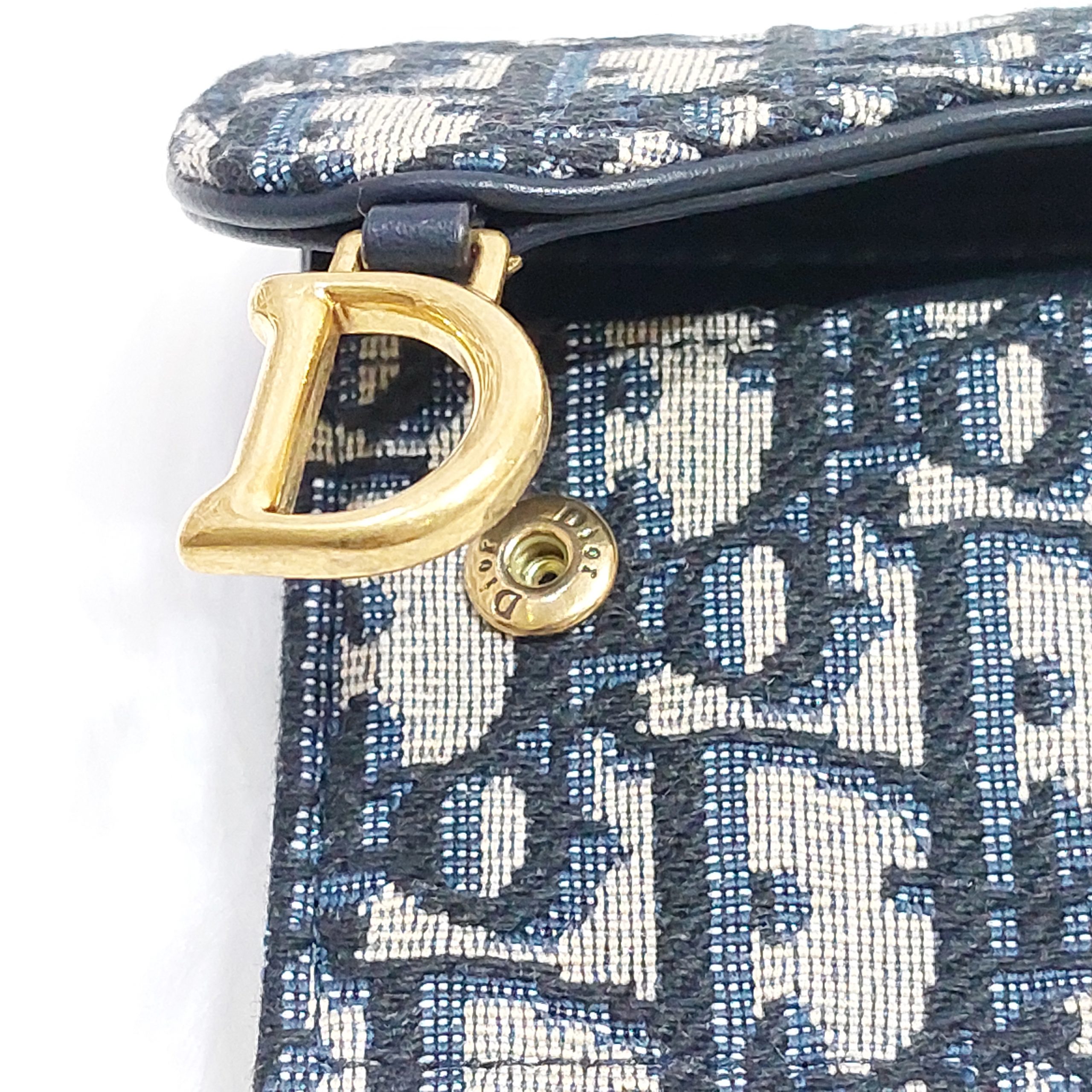 Saddle Flap Compact Zipped Card Holder Blue Dior Oblique Jacquard