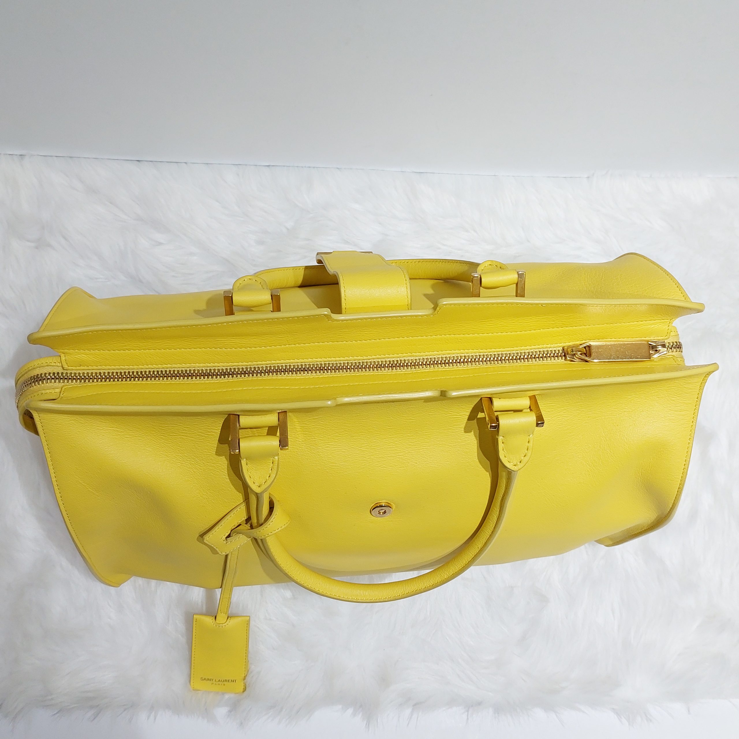 Saint Laurent Paris Yellow Leather Small Cabas Chyc Tote Saint