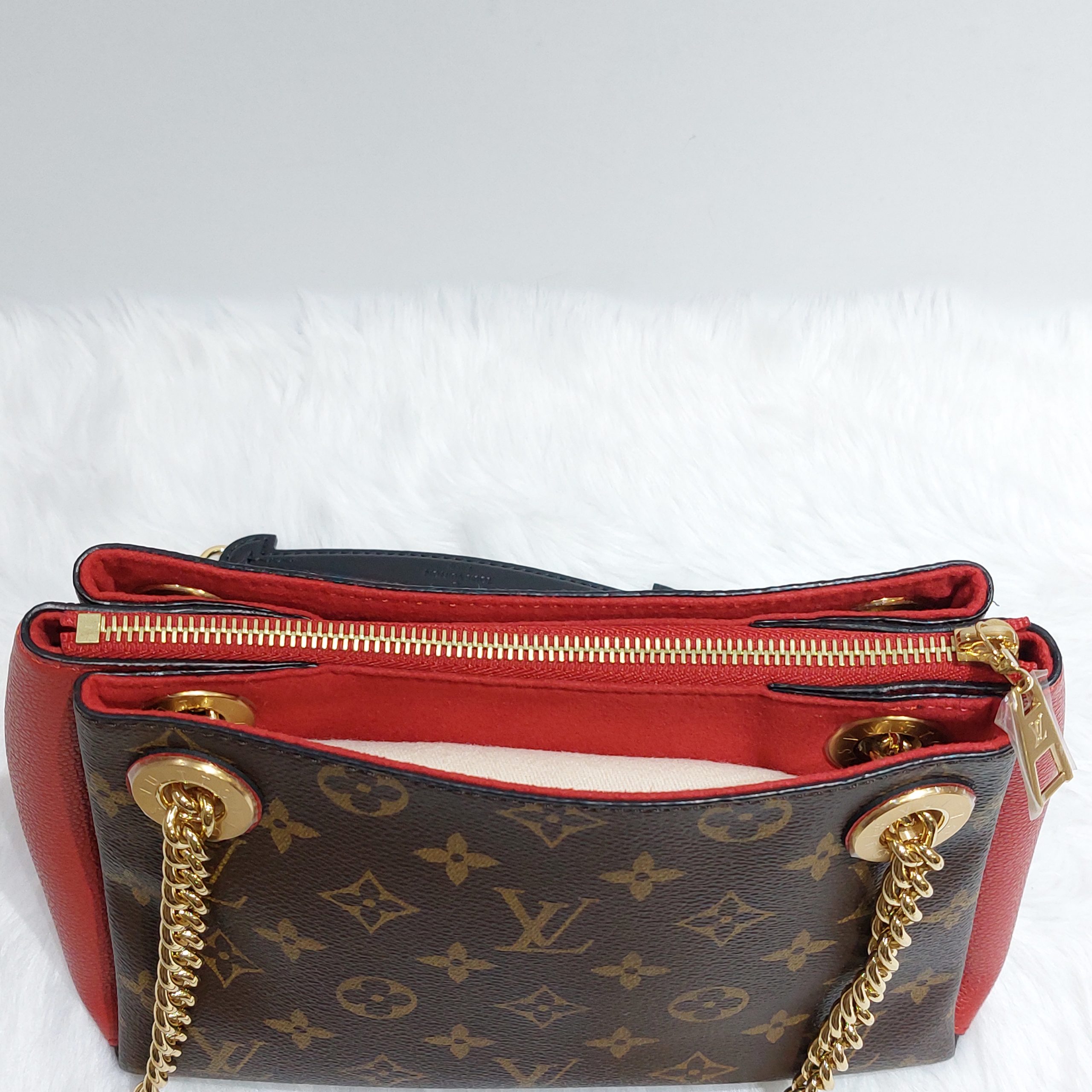 Buy Louis Vuitton Monogram Canvas Grained Calf Leather Surene MM Shoulder  Handbag Cerise Article:M43773 at