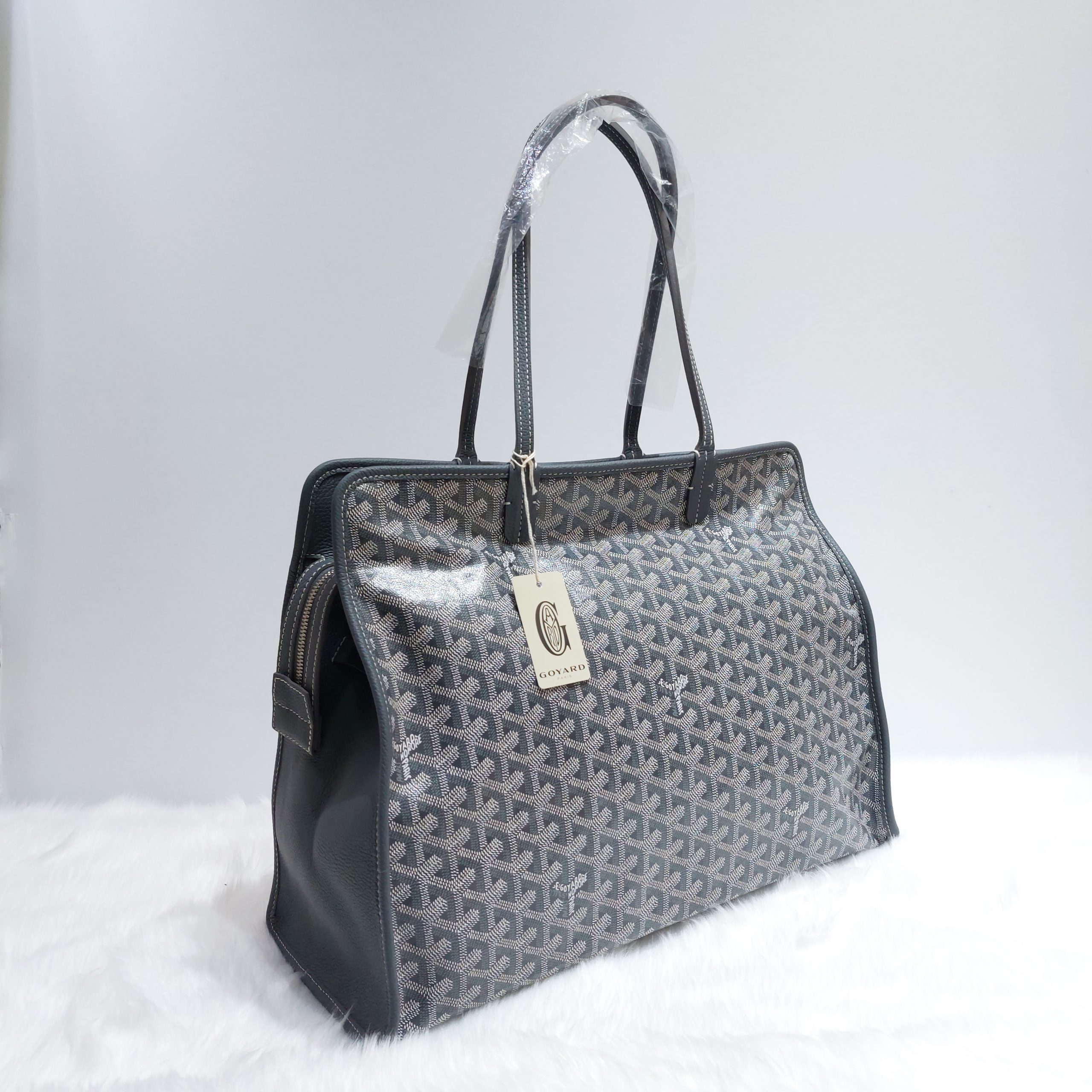 Goyard Grey Sac Hardy PM Dog Carrier Pet Bag with Pouch Leather