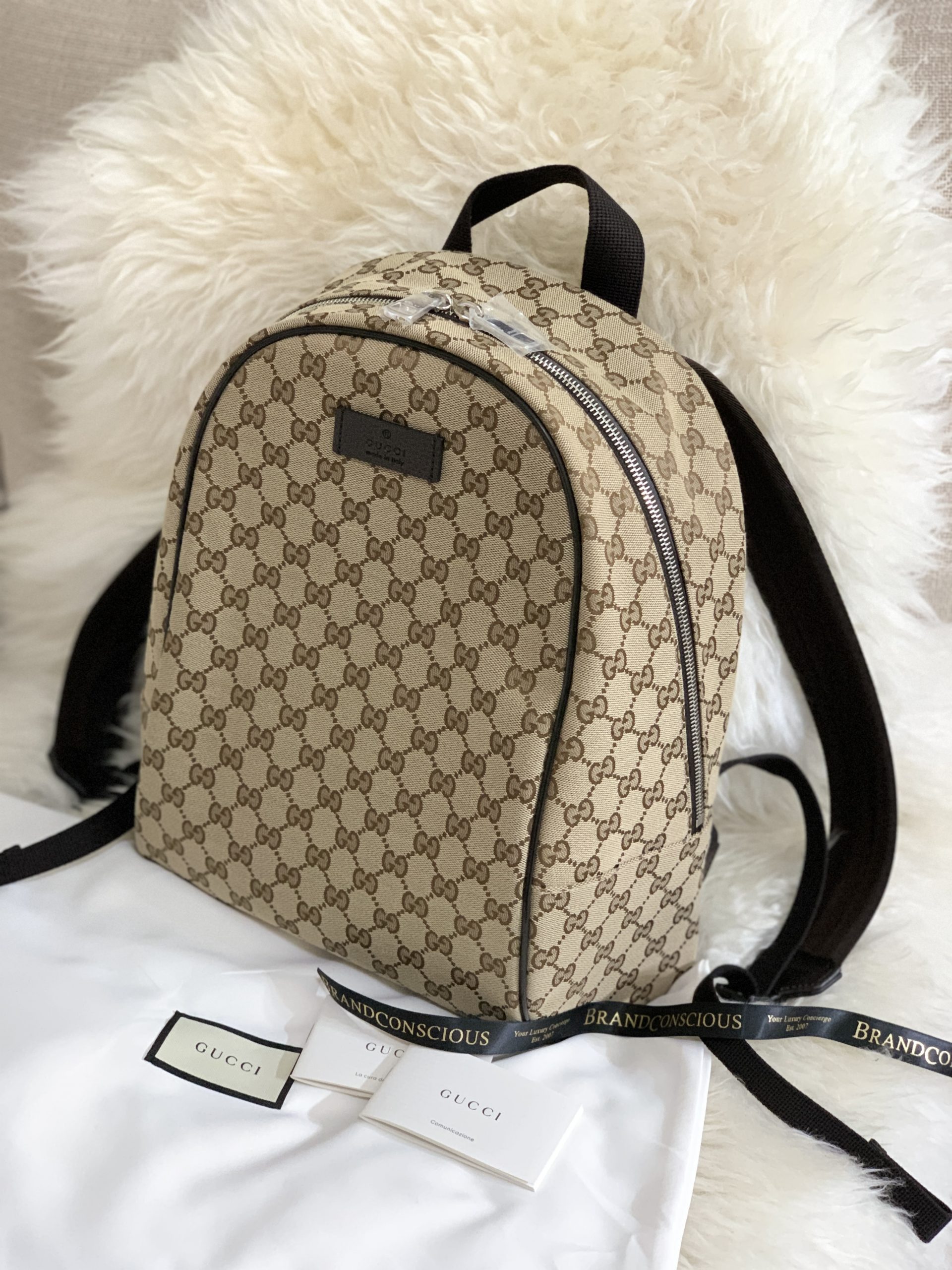 GUCCI GG Monogram Canvas Travel Backpack Bag Beige 449906