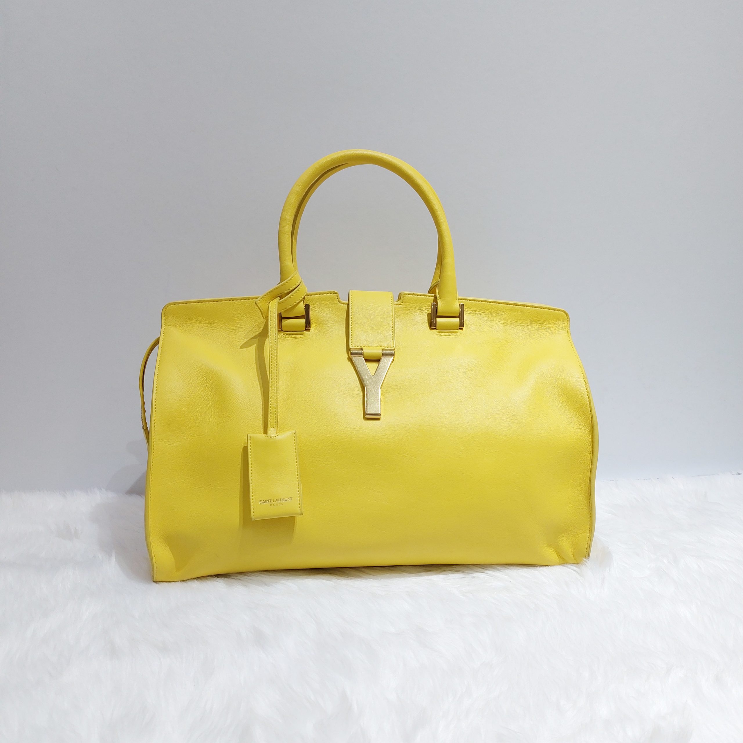 Saint Laurent Yellow Leather Medium Cabas Chyc Tote - BrandConscious  Authentics