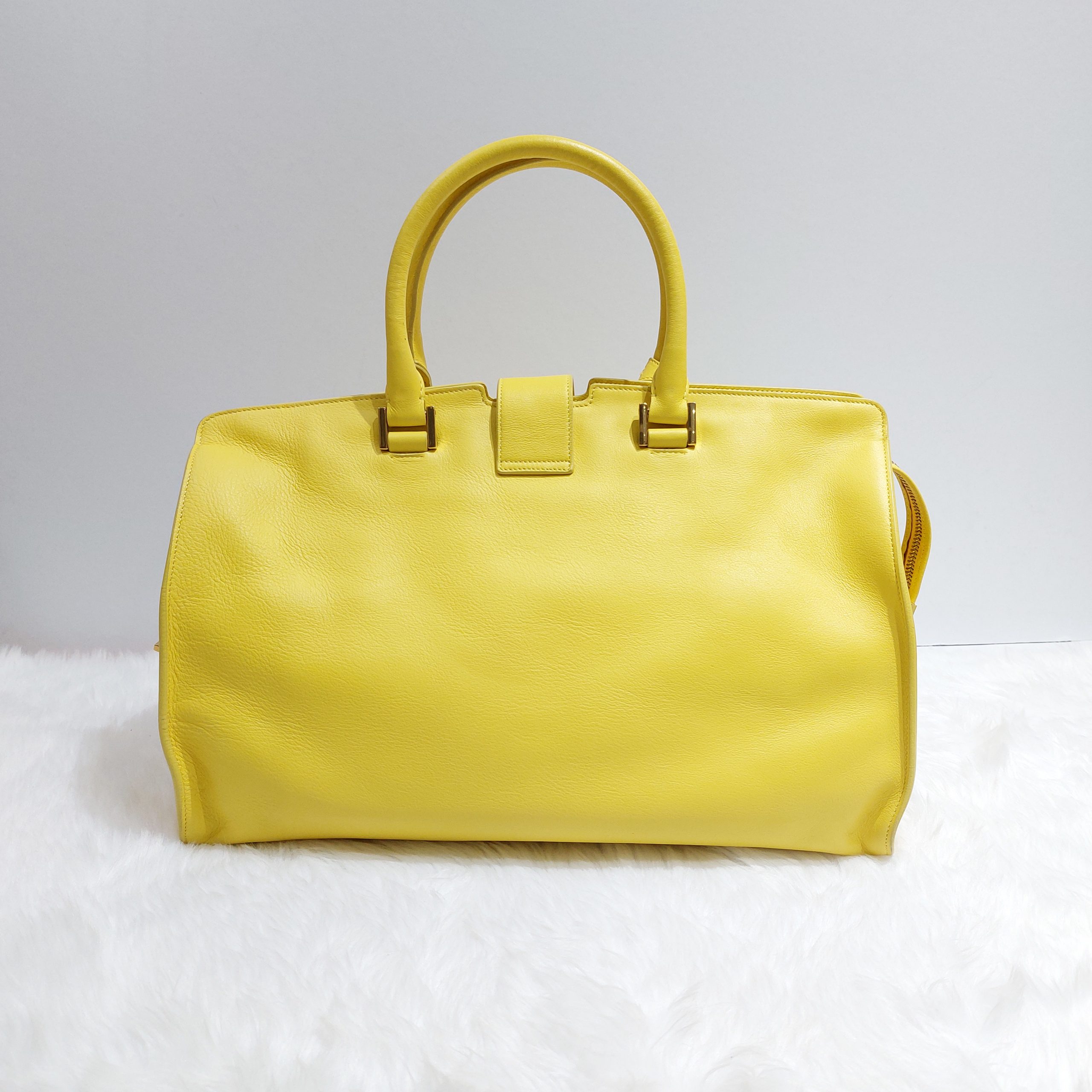 Saint Laurent Paris Yellow Leather Small Cabas Chyc Tote Saint Laurent  Paris