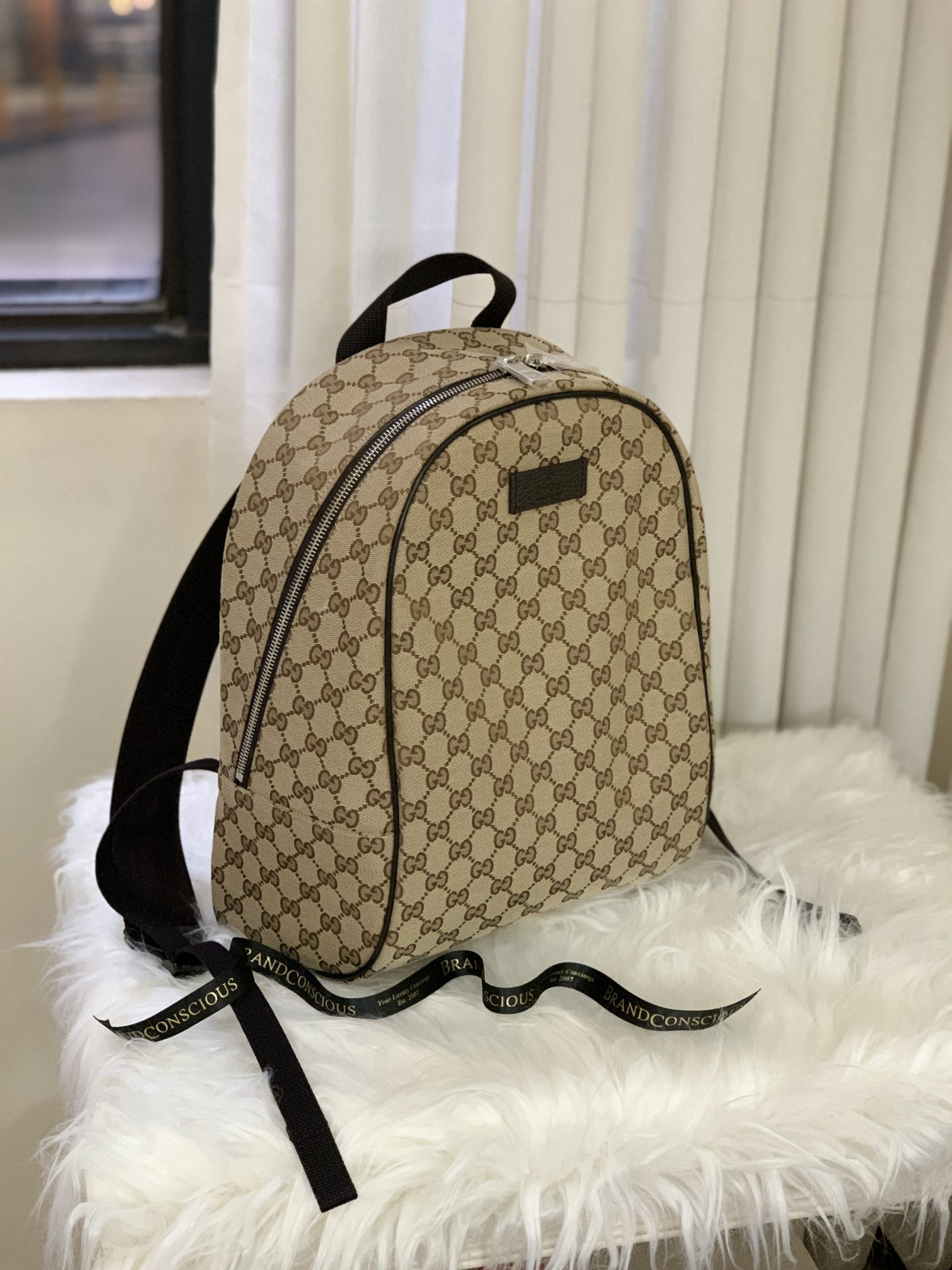 Gucci Mono GG Canvas Beige/Brown Backpack - BrandConscious Authentics