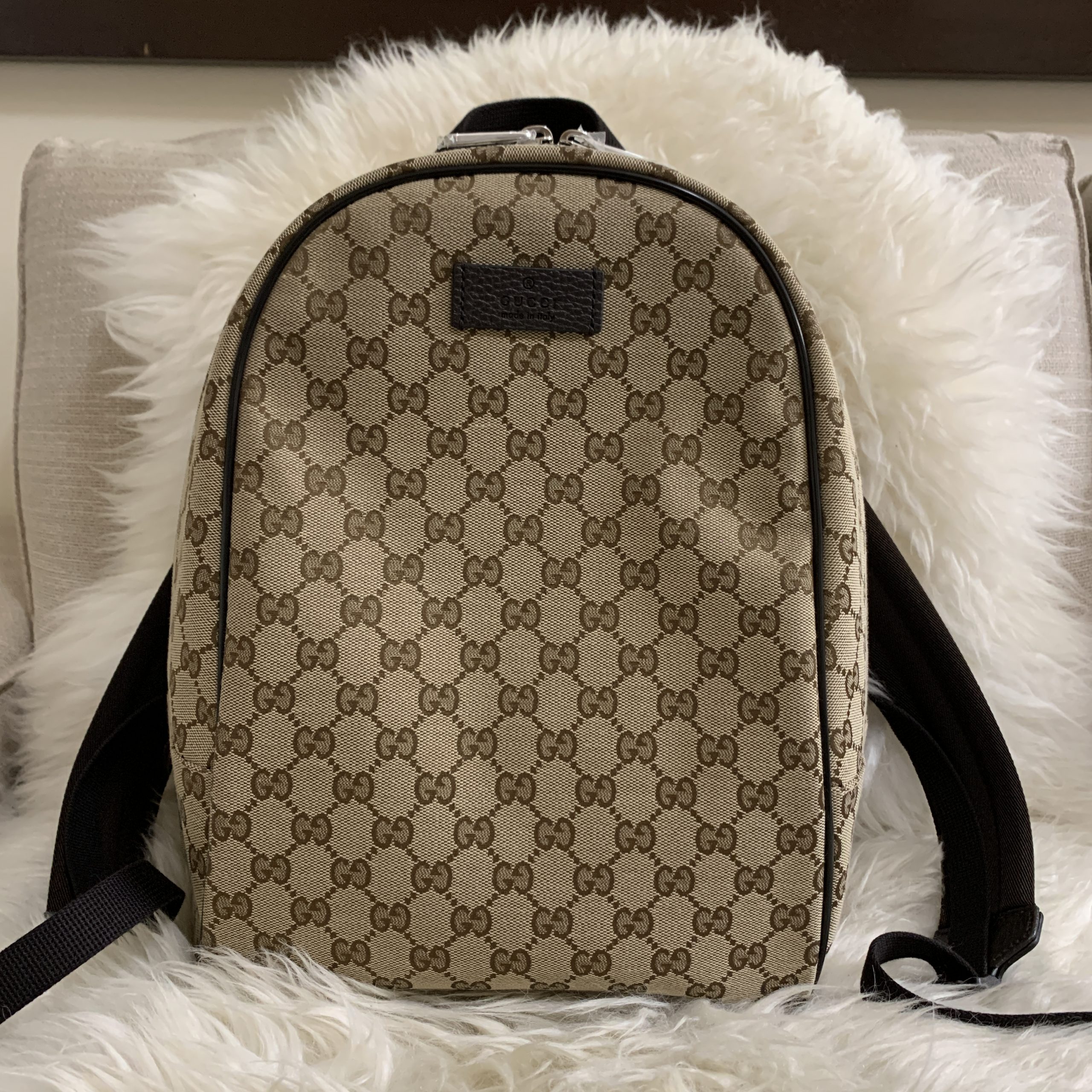 GUCCI GG Monogram Canvas Travel Backpack Bag Beige 449906