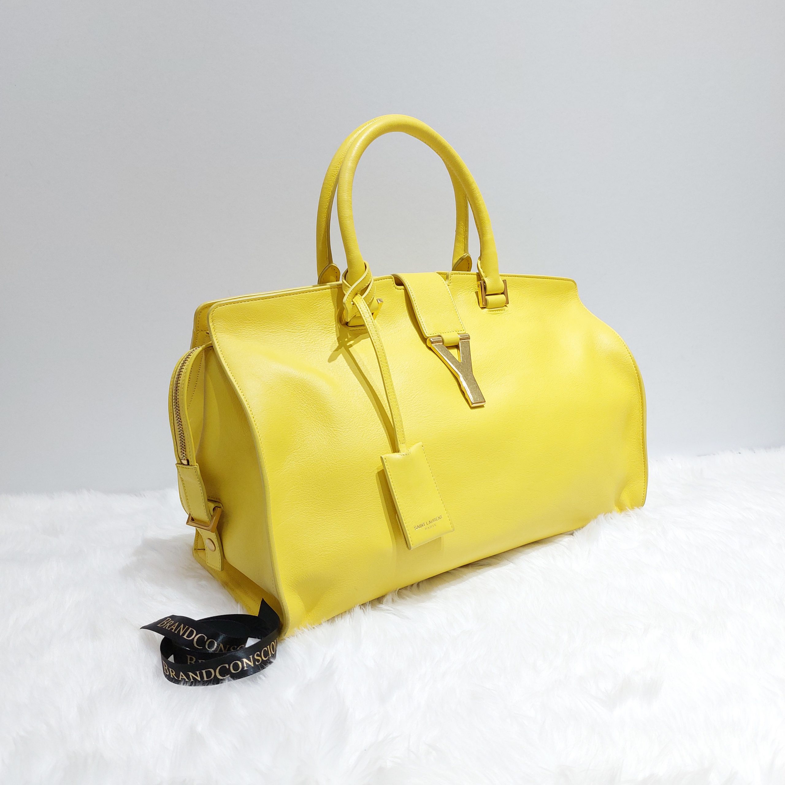 Saint Laurent Yellow Leather Medium Cabas Chyc Tote - BrandConscious  Authentics