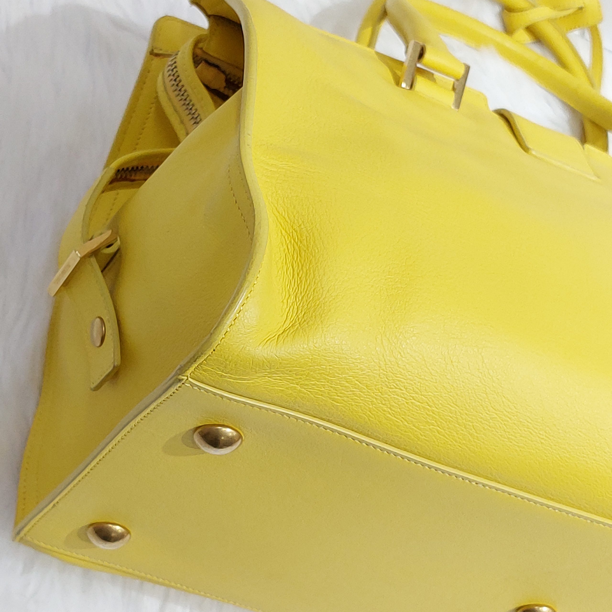 Saint Laurent Yellow Leather Medium Cabas Chyc Tote - BrandConscious  Authentics