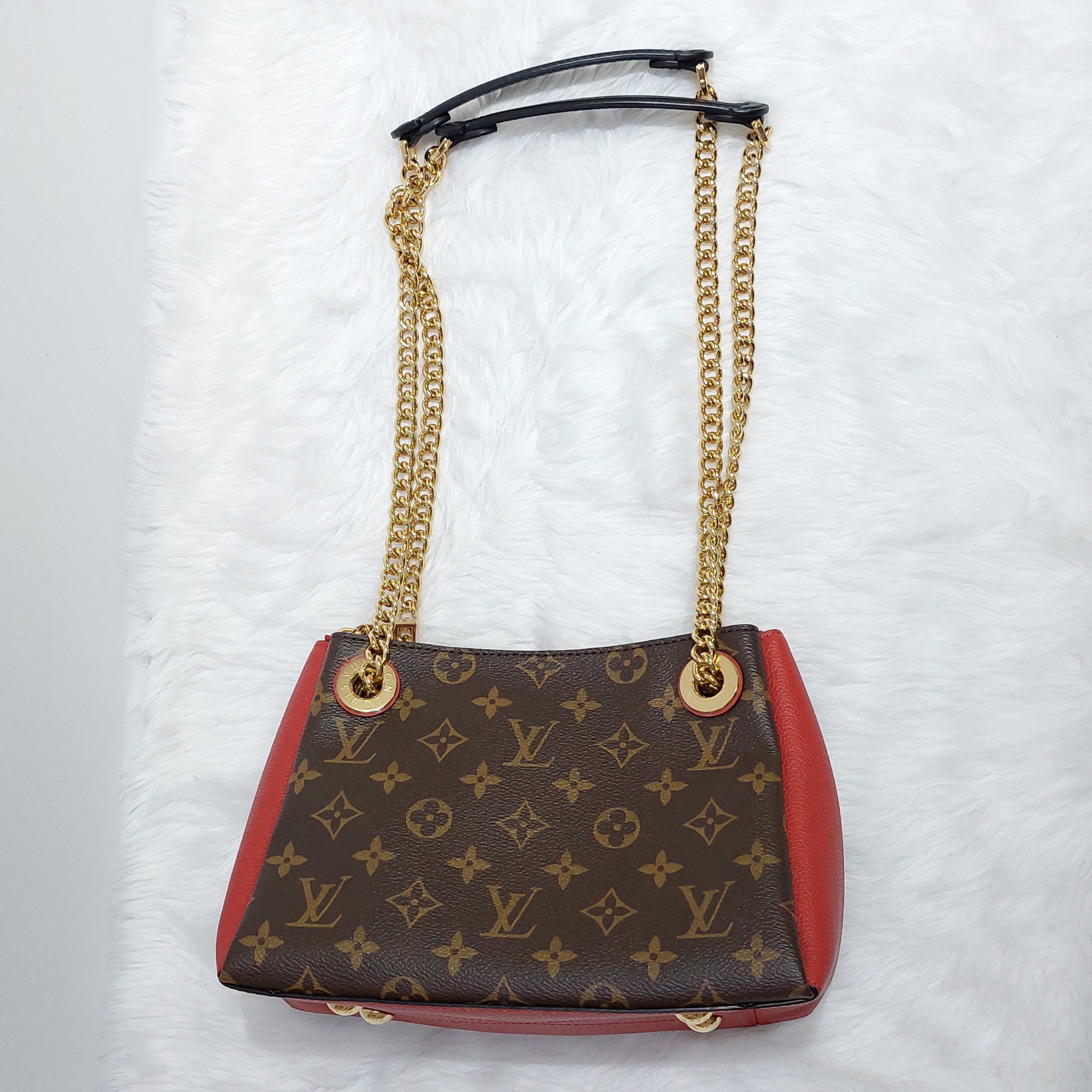 Replica Louis Vuitton M43774 Surene BB Monogram Coated Canvas and Grained  Calf Leather Women Shoulder bag Pink