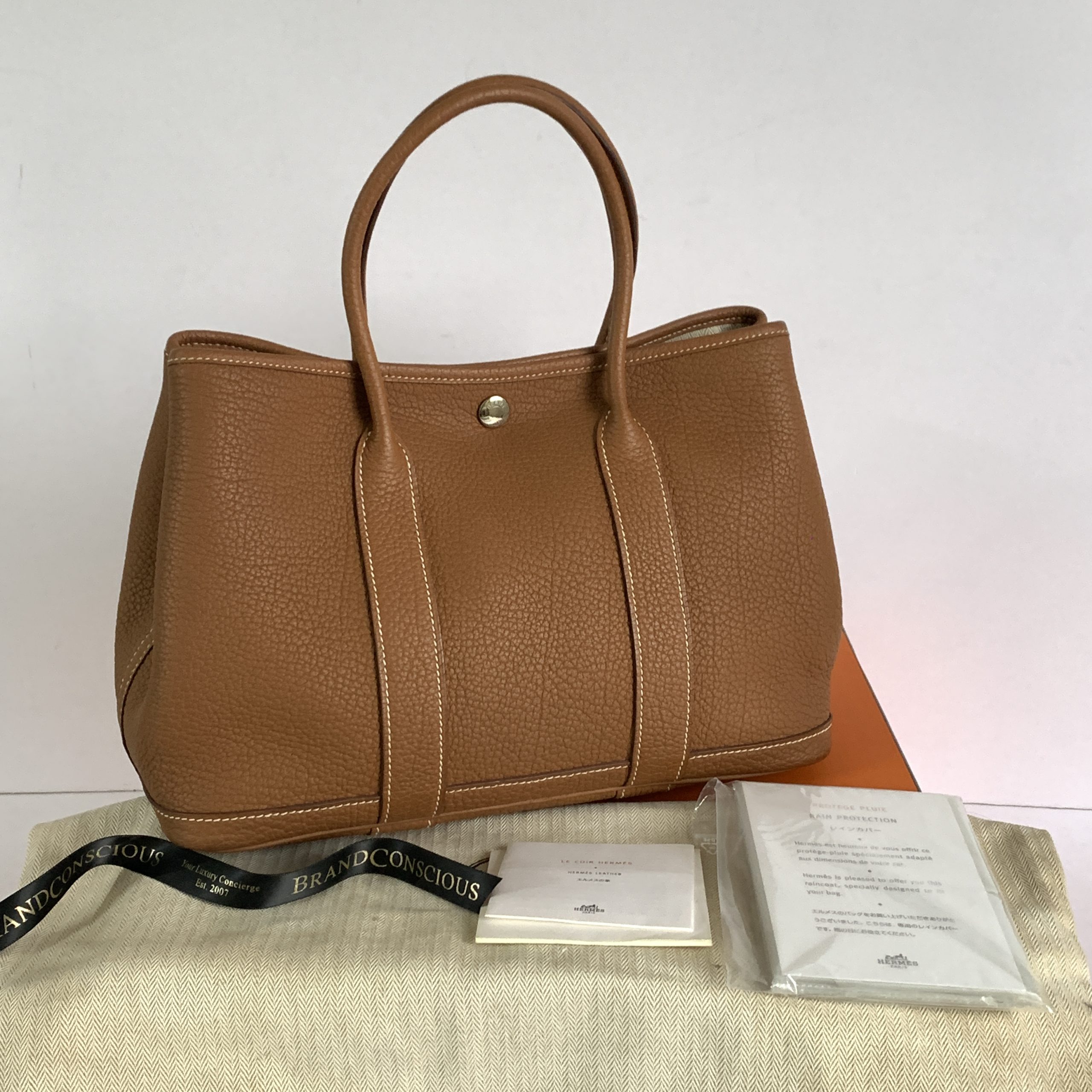 Hermes　Garden Party bag PM　Gold　Negonda leather　Silver hardware