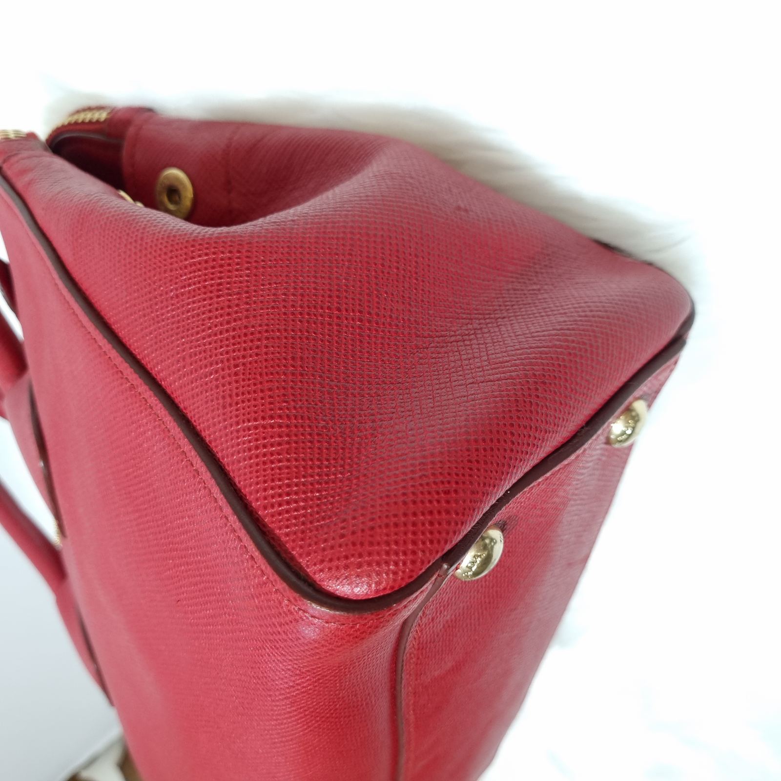 Prada Double Zip BN2569 Red Saffiano Leather Tote - BrandConscious  Authentics