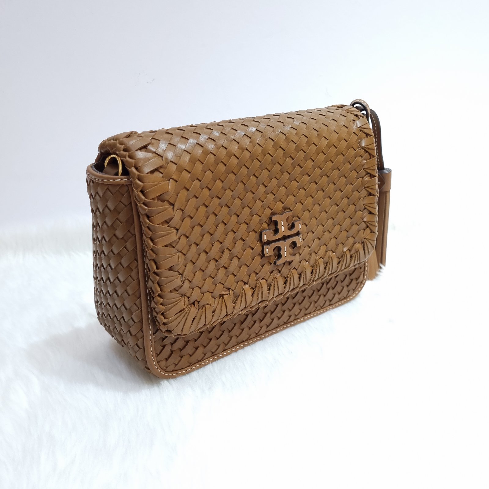 Tory Burch Thea Woven Web Flap Crossbody Bag - BrandConscious Authentics