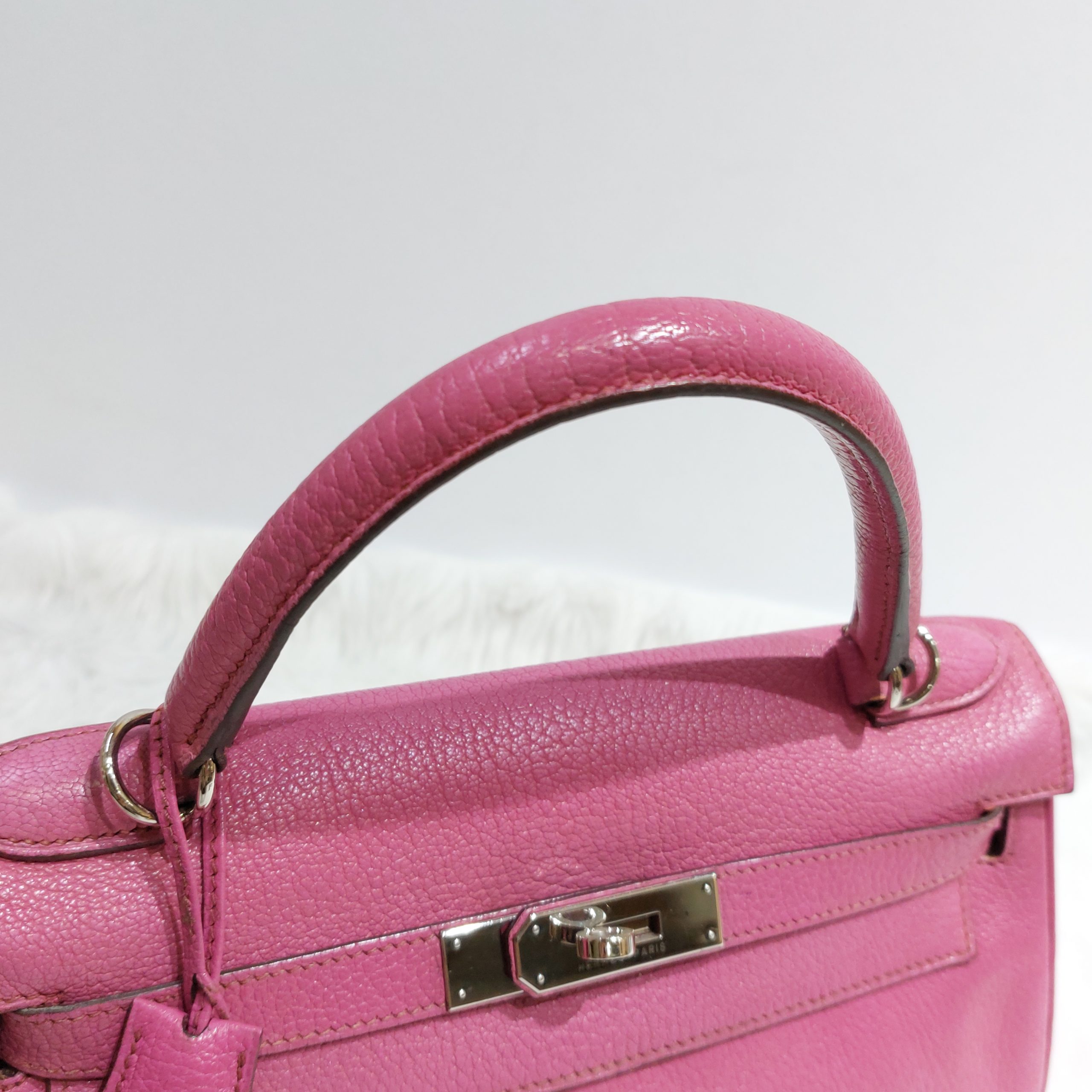 Hermes Kelly 28 Chevre Sellier Fuschia Pink PHW, Luxury, Bags