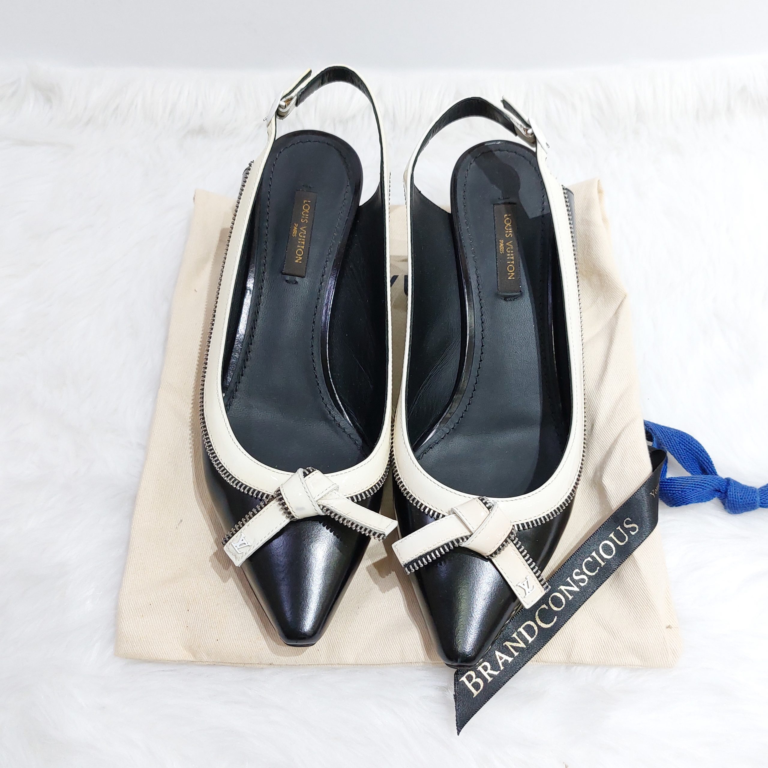 Louis Vuitton Blossom Slingback Pump BLACK. Size 36.5