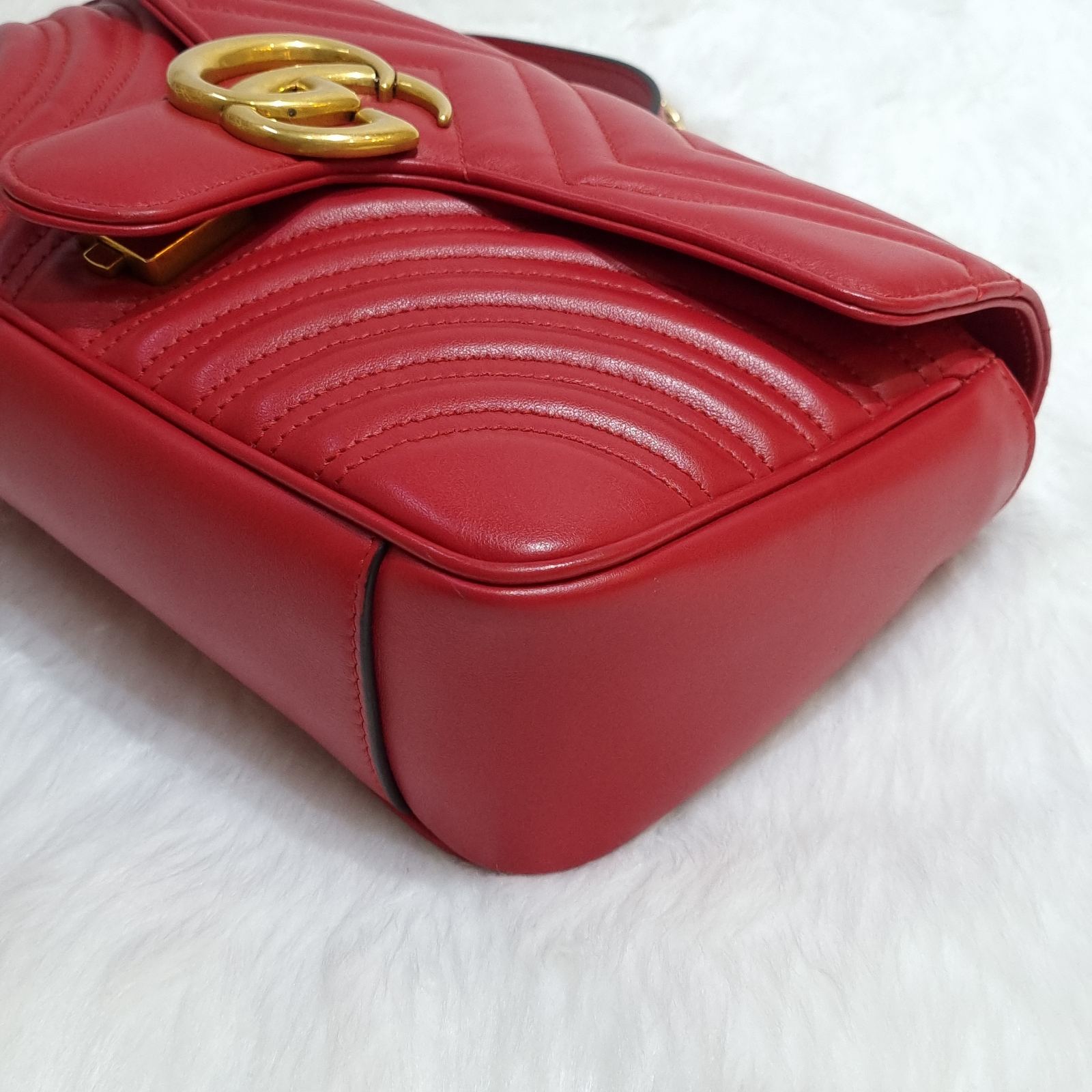 Gucci Hibiscus Red Quilted Leather Marmont Large Shoulder Bag