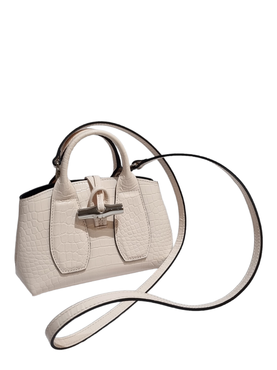 Longchamp Roseau XS Croc-Embossed Crossbody Bag