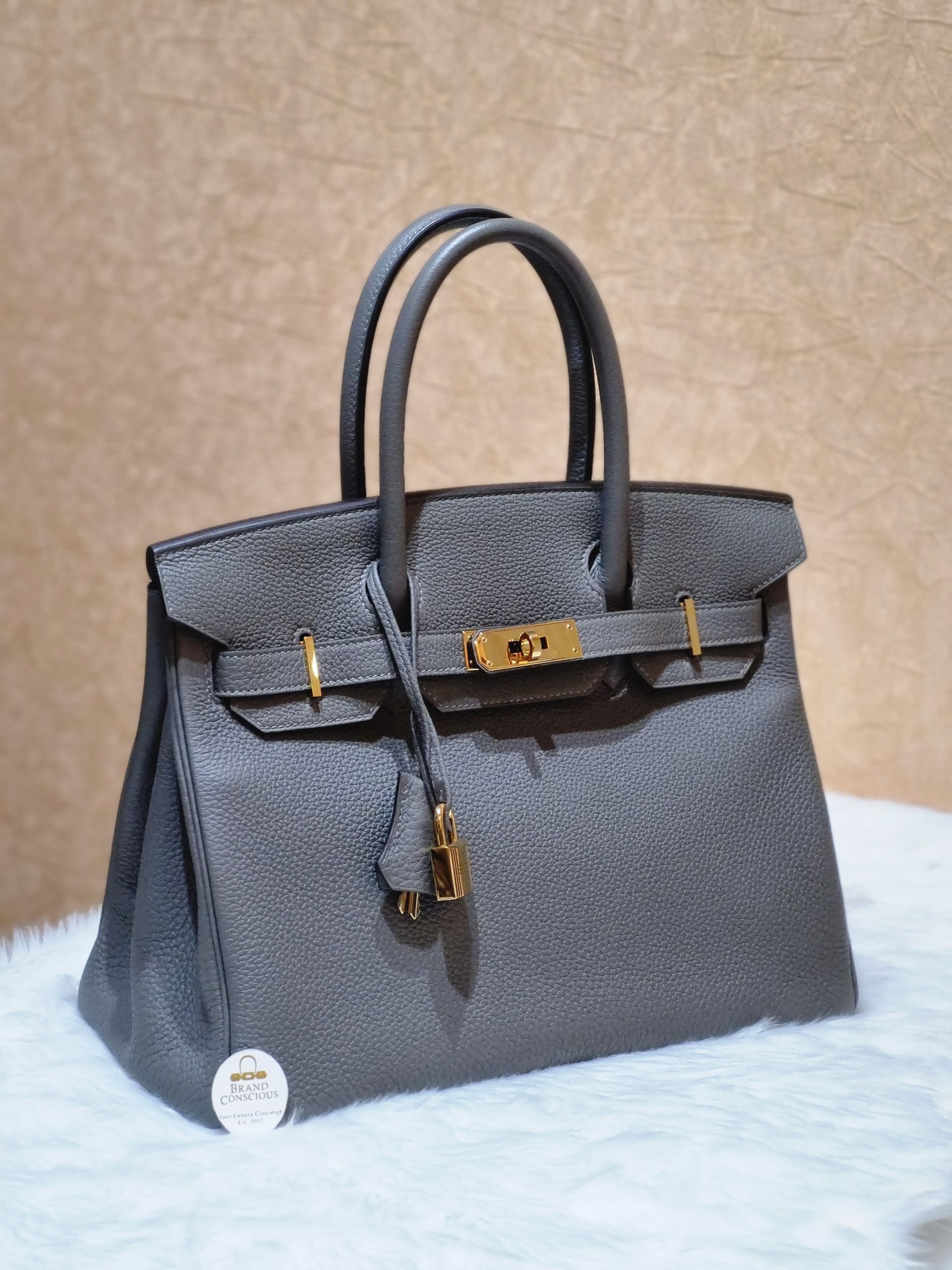 Hermes Birkin Bag 30 Gris Meyer Clemence Leather Gold Hardware -  BrandConscious Authentics