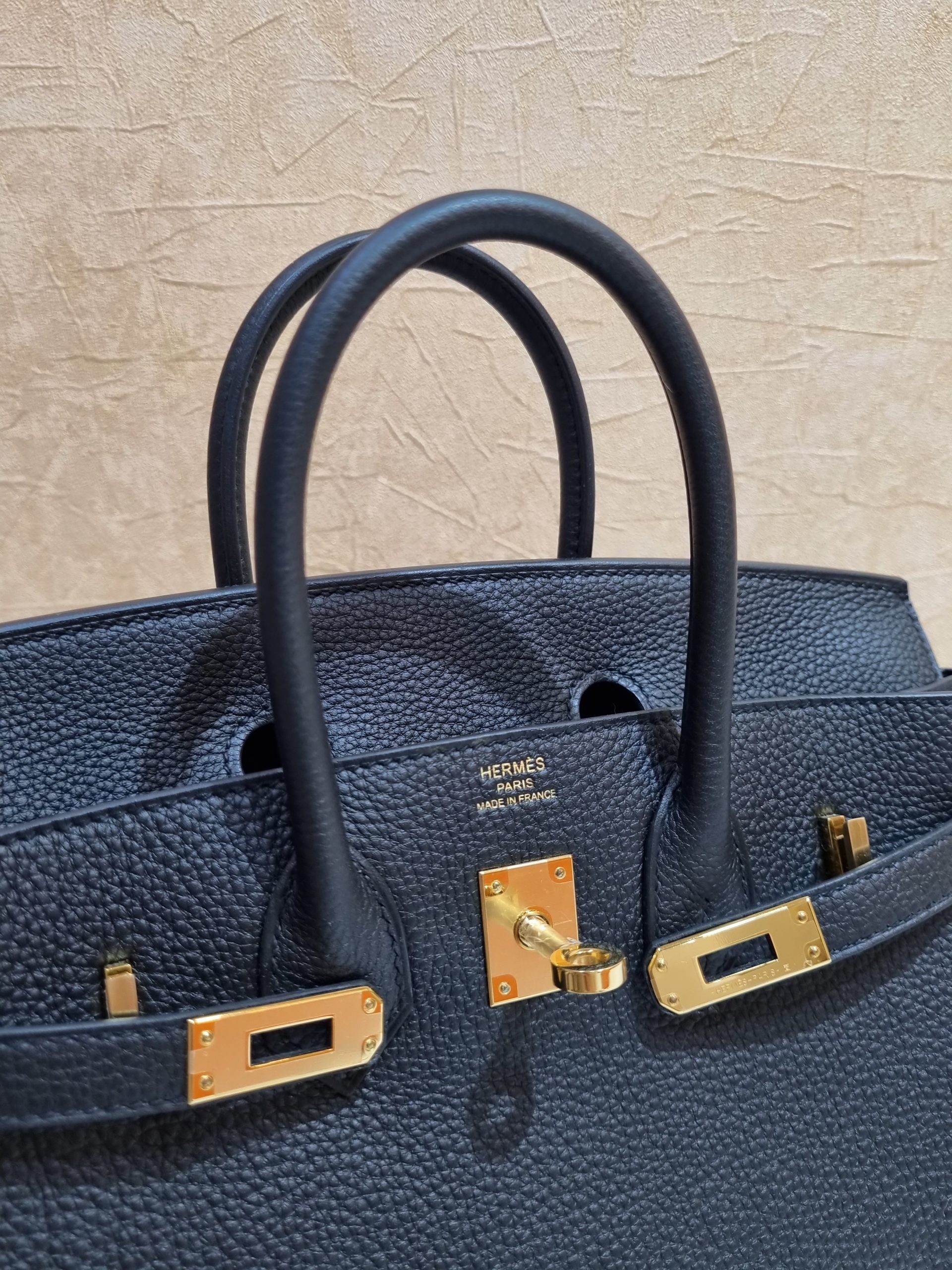 Hermes Birkin Bag Togo Leather Gold Hardware In Navy Blue